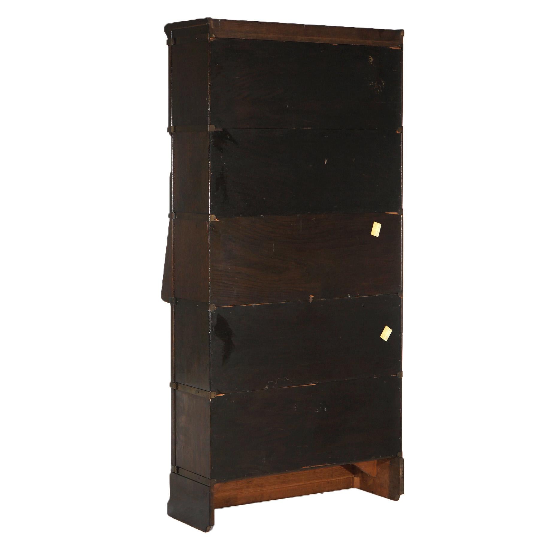 Antique Arts & Crafts Macey Five Stack Oak Barrister Bookcase & Desk c1920 For Sale 9