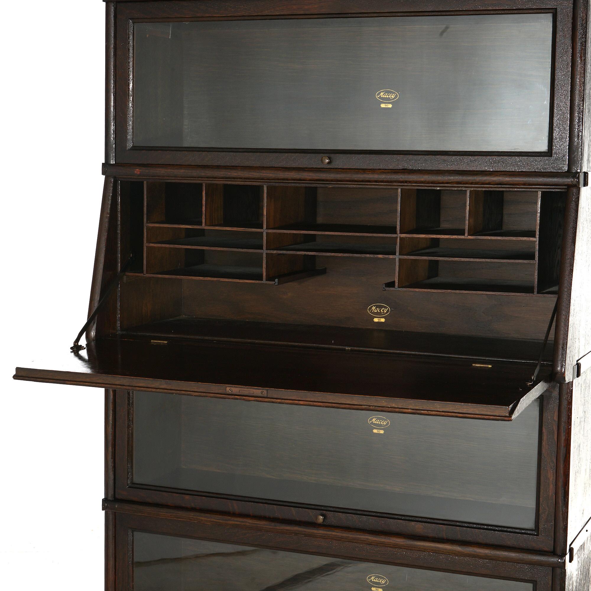 Antique Arts & Crafts Macey Five Stack Oak Barrister Bookcase & Desk c1920 For Sale 2