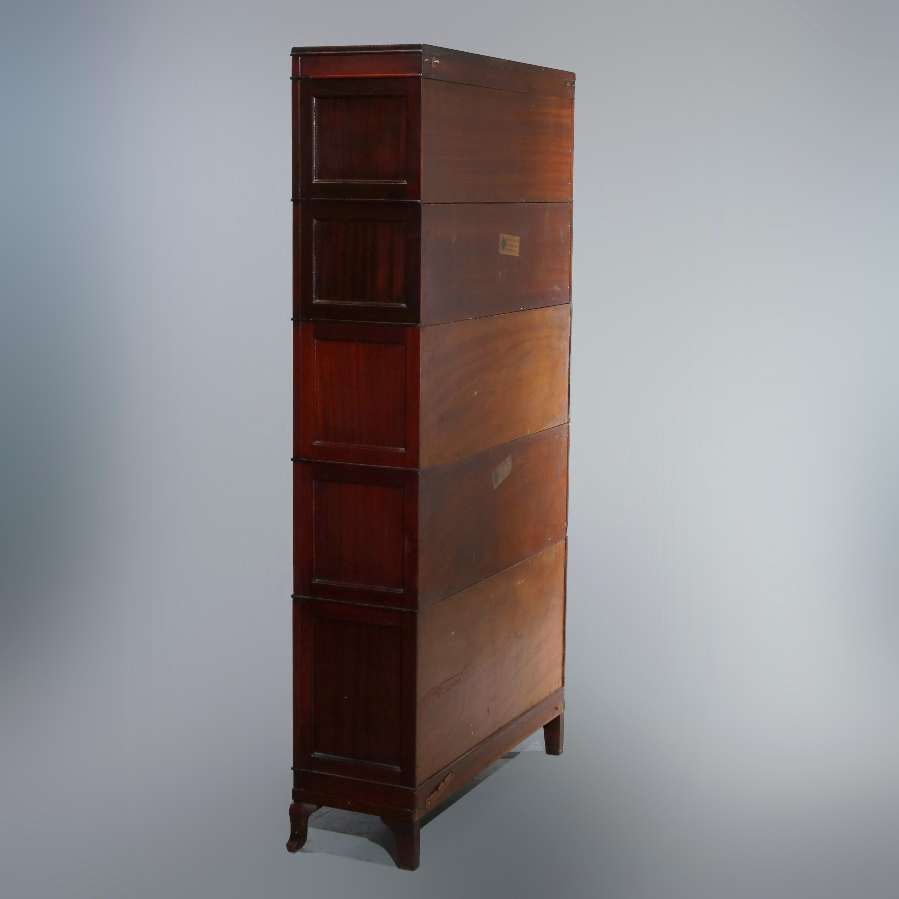 Antique Arts & Crafts Macey Mahogany Five-Stack Barrister Bookcase, Circa 1910 6