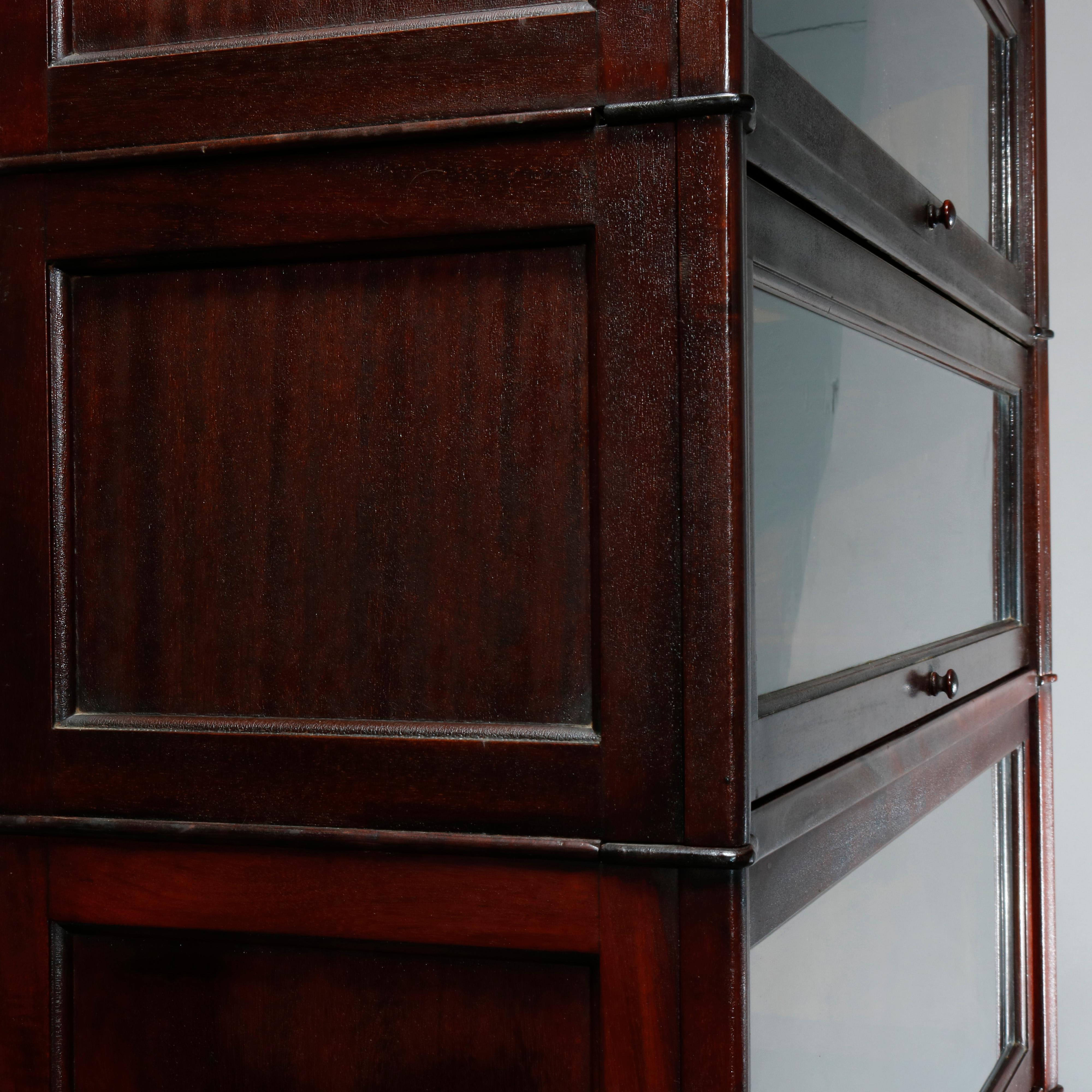 20th Century Antique Arts & Crafts Macey Mahogany Five-Stack Barrister Bookcase, Circa 1910