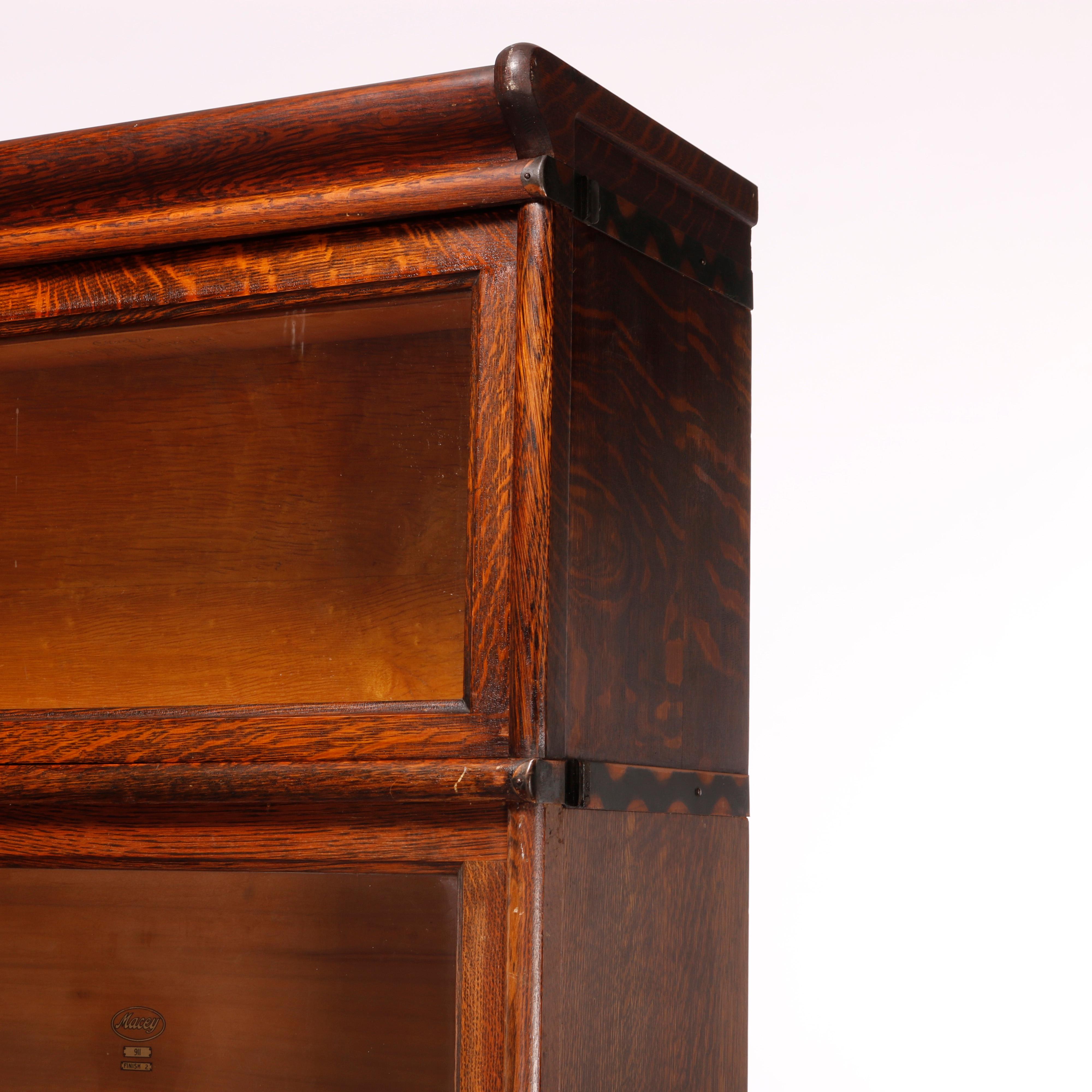 Antique Arts & Crafts Macey Oak Stack Barrister Bookcase, c1910 3