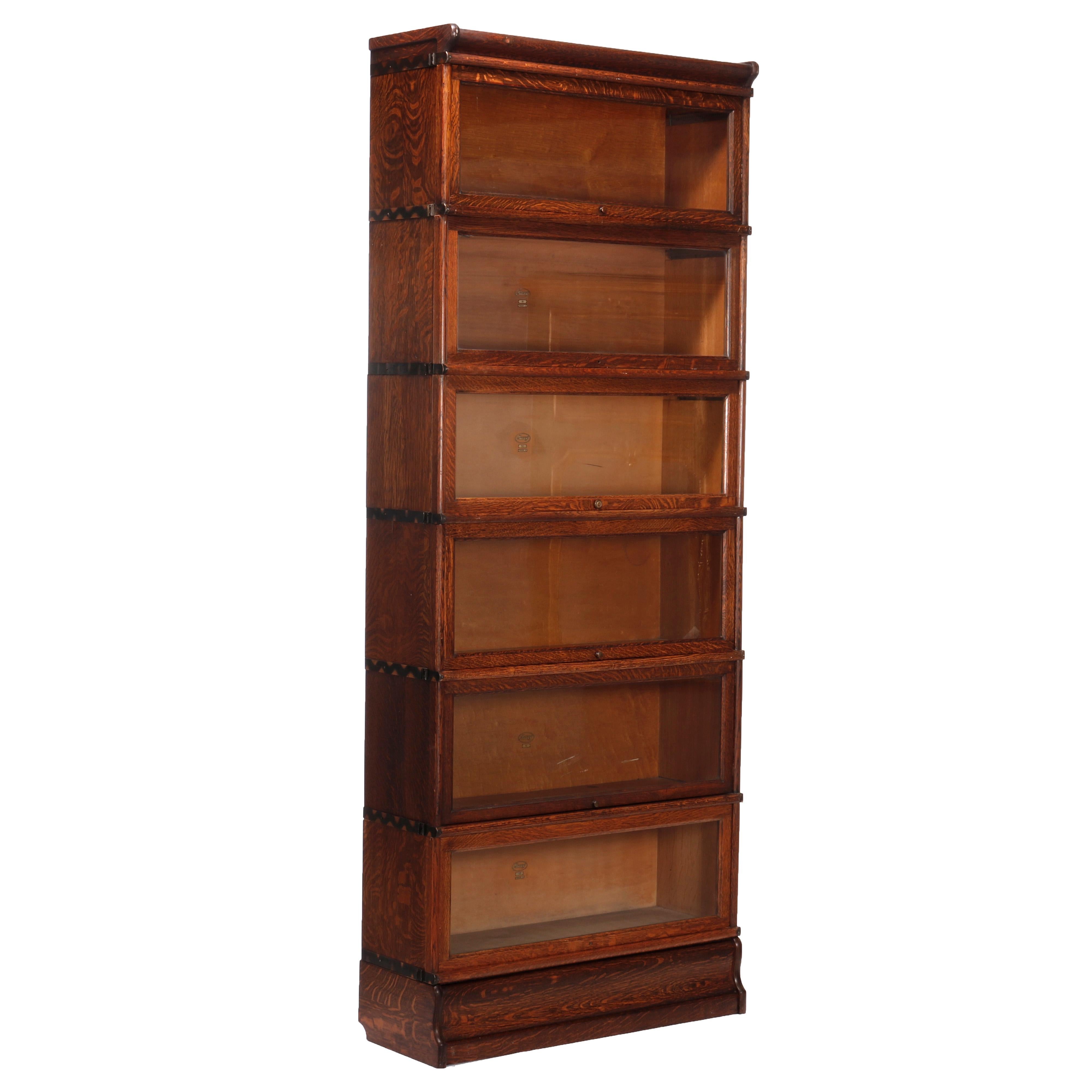 American Antique Arts & Crafts Macey Oak Stack Barrister Bookcase, c1910
