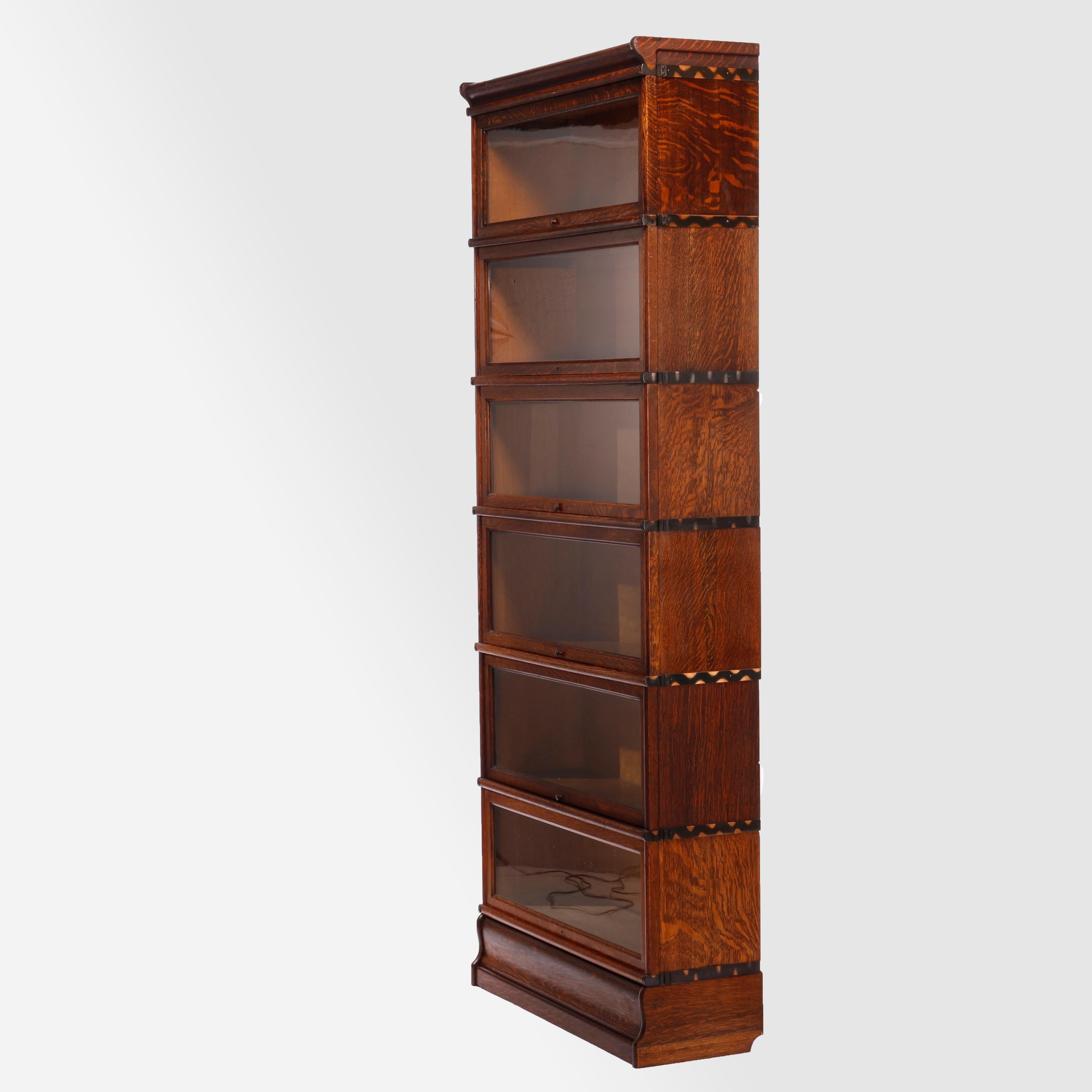 Antique Arts & Crafts Macey Oak Stack Barrister Bookcase, c1910 In Good Condition In Big Flats, NY