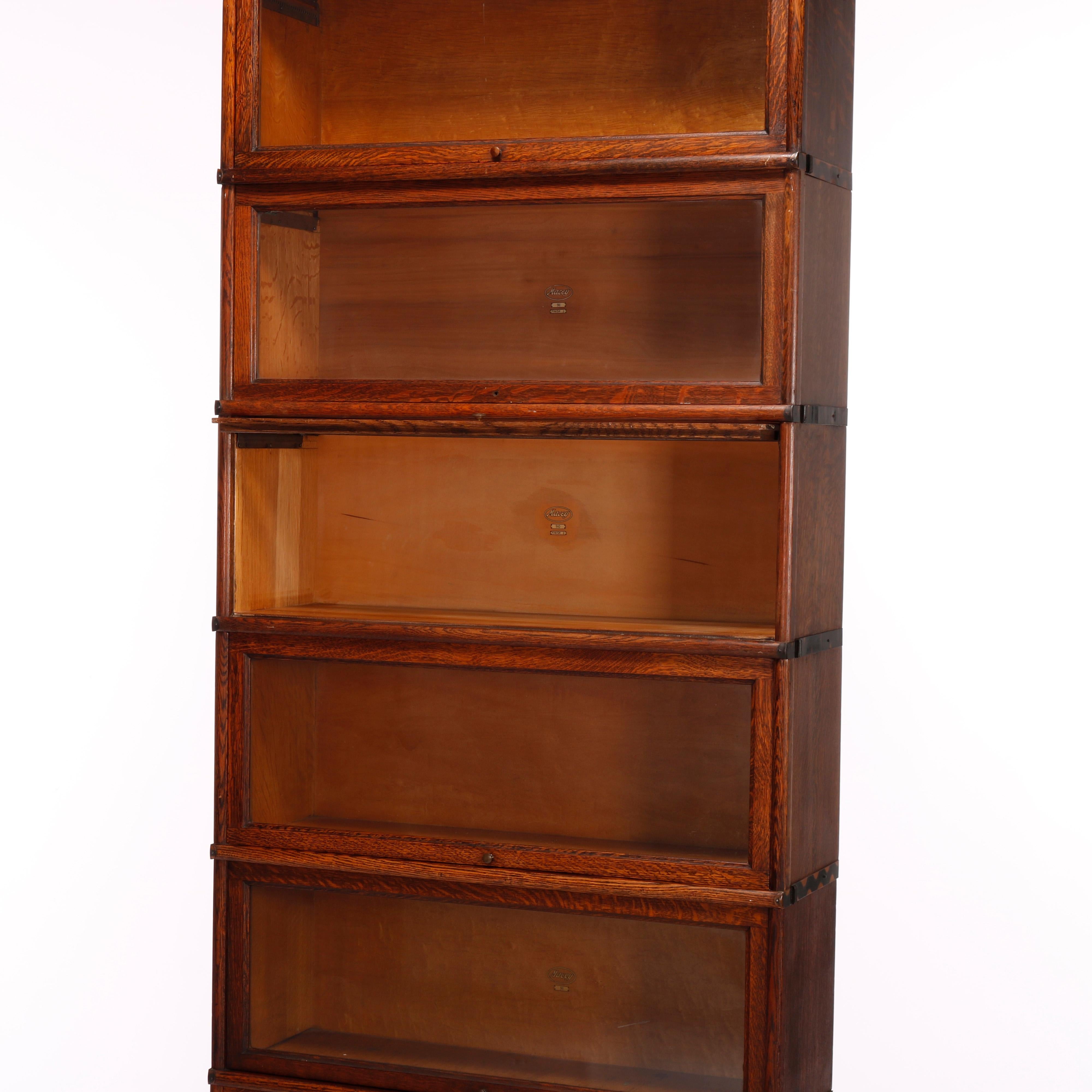 Antique Arts & Crafts Macey Oak Stack Barrister Bookcase, c1910 1