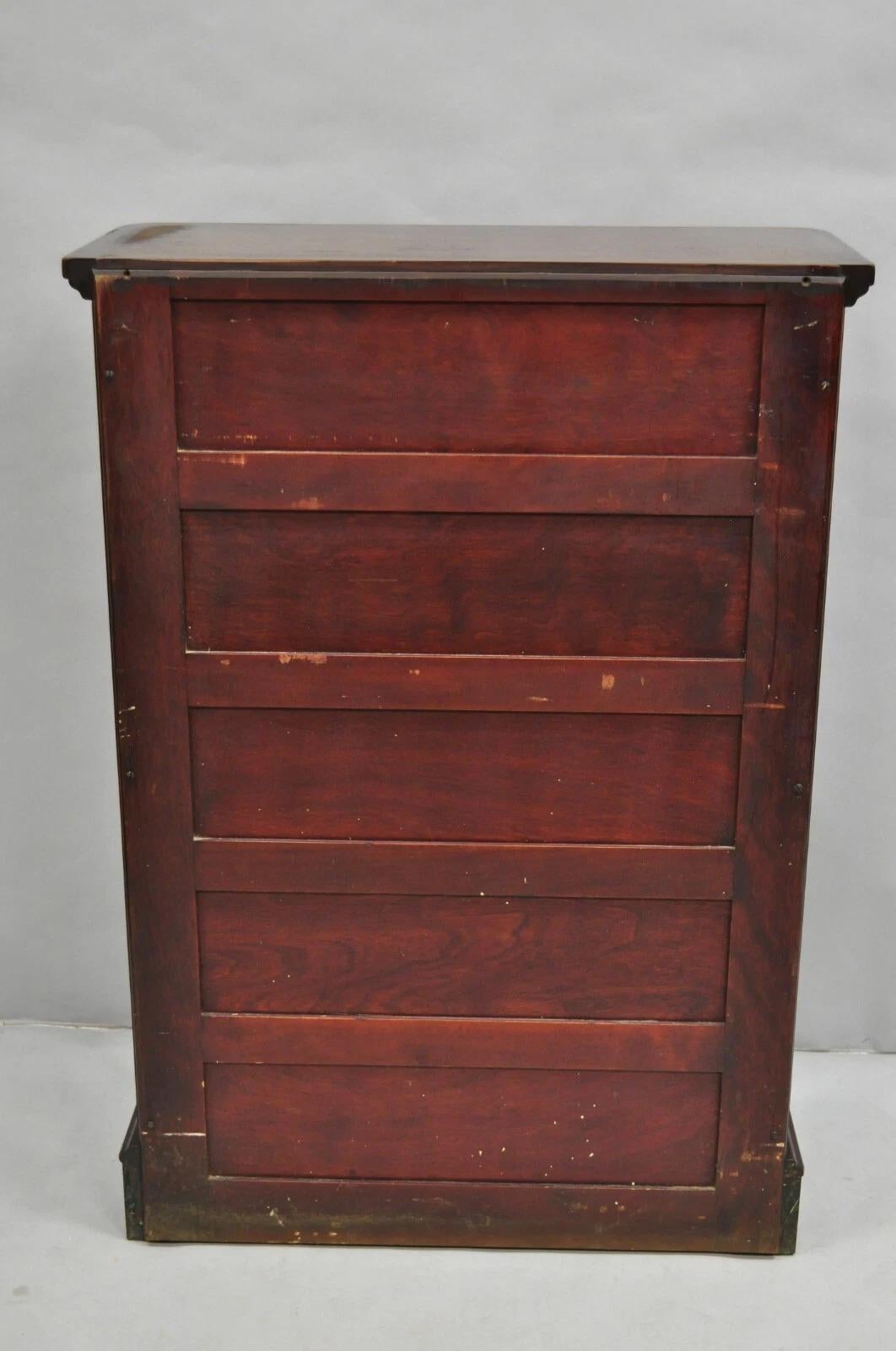 Antiguo gabinete dental médico Arts & Crafts de caoba con 15 cajones y base de mármol en venta 3