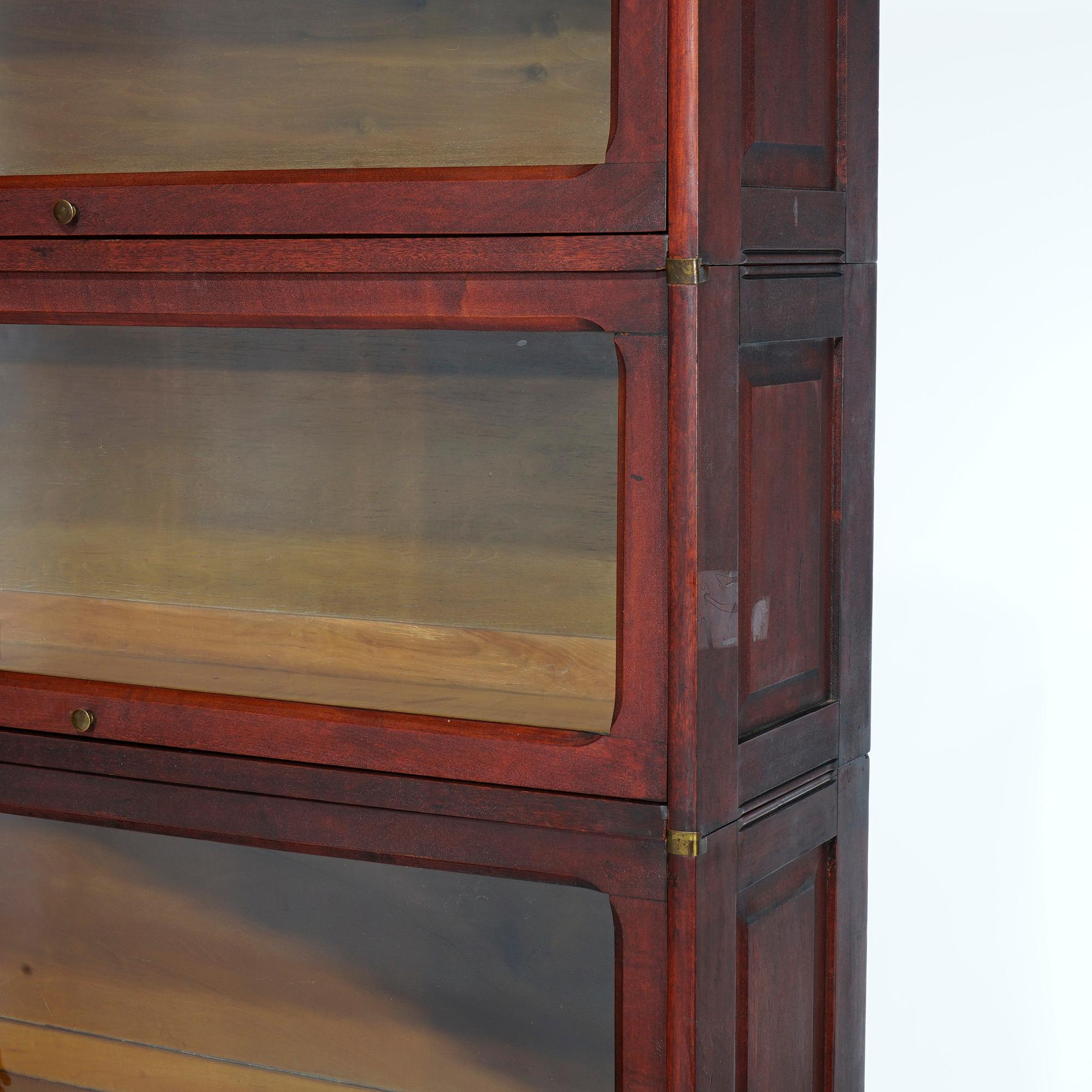 Antique Arts & Crafts Mahogany Barrister Bookcase with Raised Panels, c1910 For Sale 4