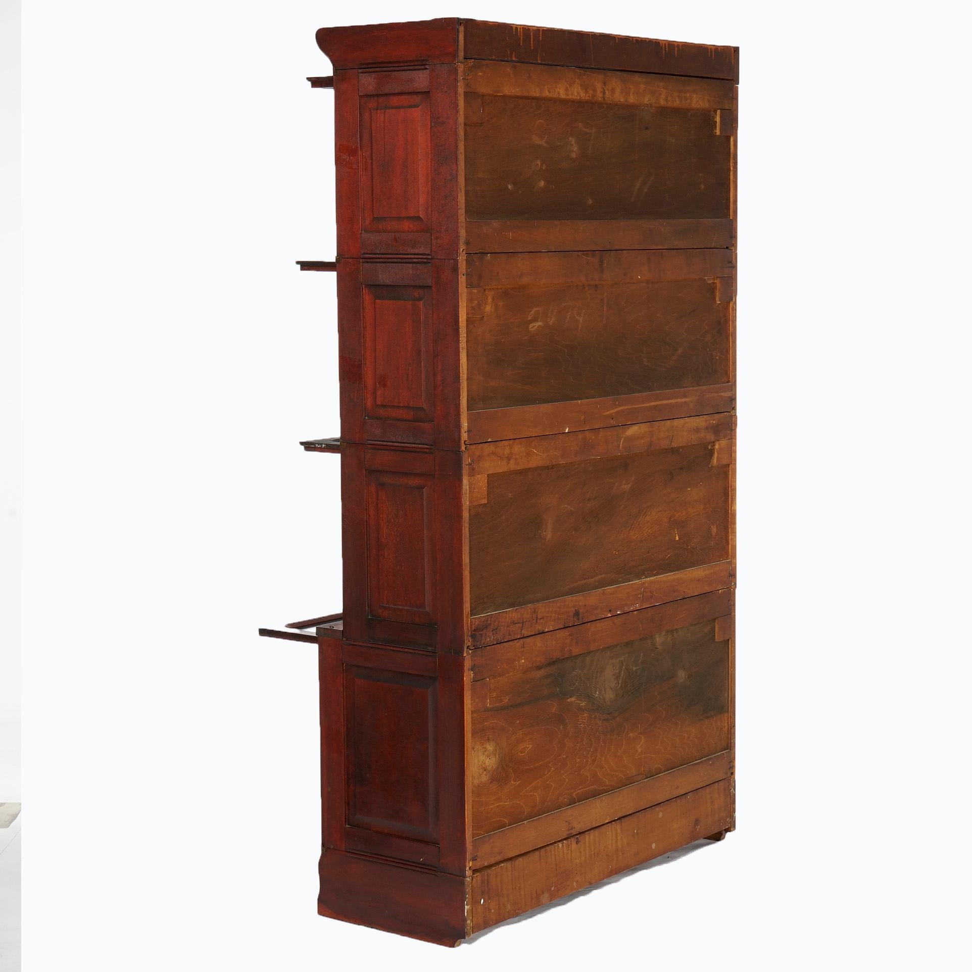American Antique Arts & Crafts Mahogany Barrister Bookcase with Raised Panels, c1910 For Sale