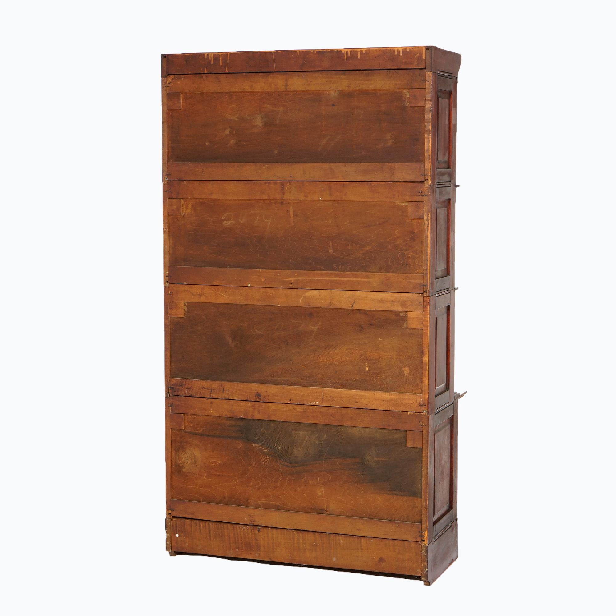 Antique Arts & Crafts Mahogany Barrister Bookcase with Raised Panels, c1910 In Good Condition For Sale In Big Flats, NY