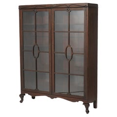 Antique Arts & Crafts Mahogany Double Door Bookcase Circa 1920