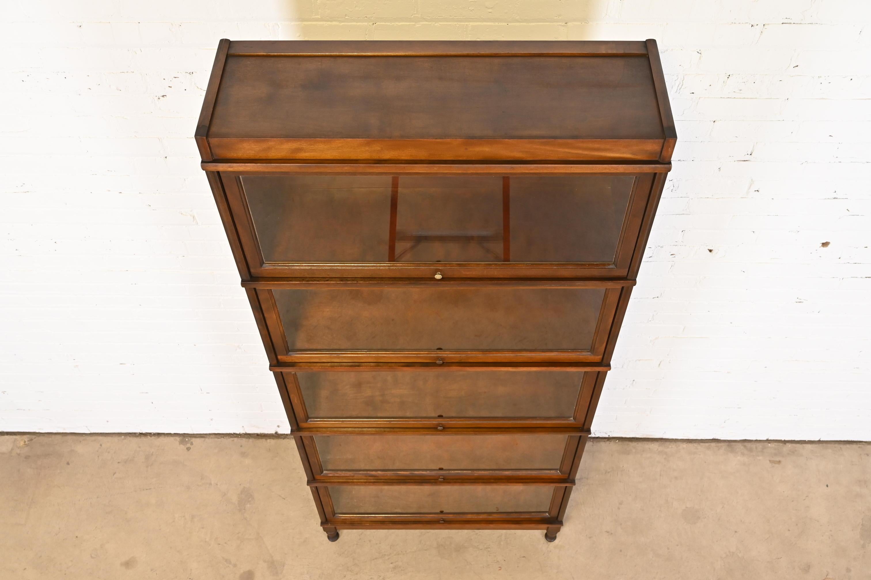 Brass Antique Arts & Crafts Mahogany Five-Stack Barrister Bookcase by Hale, Circa 1920
