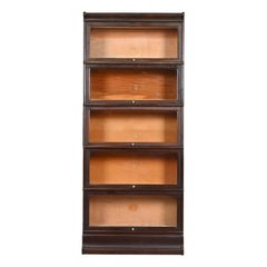 Antique Arts & Crafts Mahogany Five-Stack Barrister Bookcase by Macey