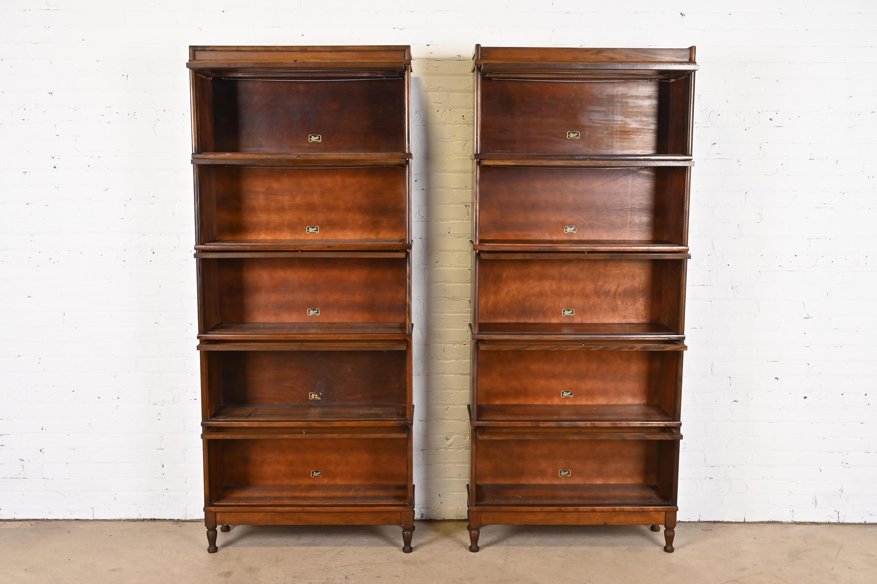 Arts and Crafts Antique Arts & Crafts Mahogany Five-Stack Barrister Bookcases by Hale, Pair