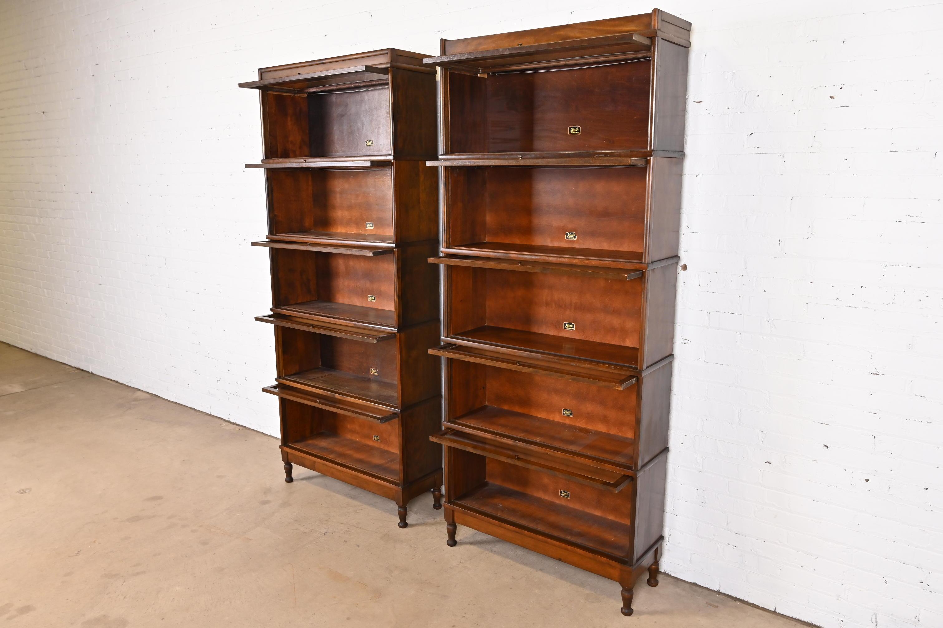 American Antique Arts & Crafts Mahogany Five-Stack Barrister Bookcases by Hale, Pair For Sale