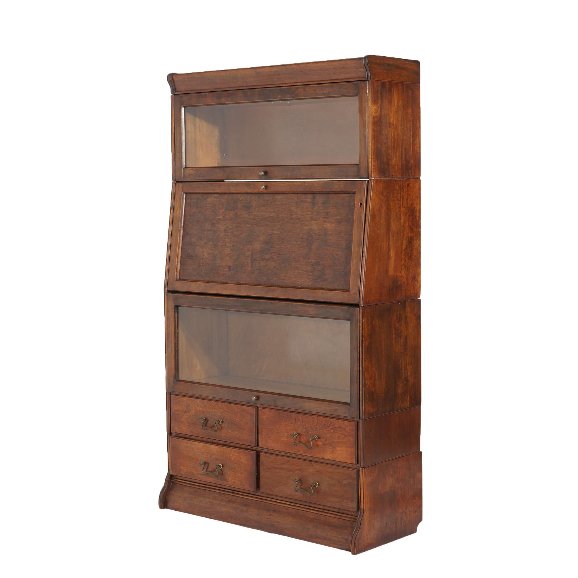 Antique Arts & Crafts Mahogany Five Stack Barrister Secretary & Bookcase c1910  For Sale 7