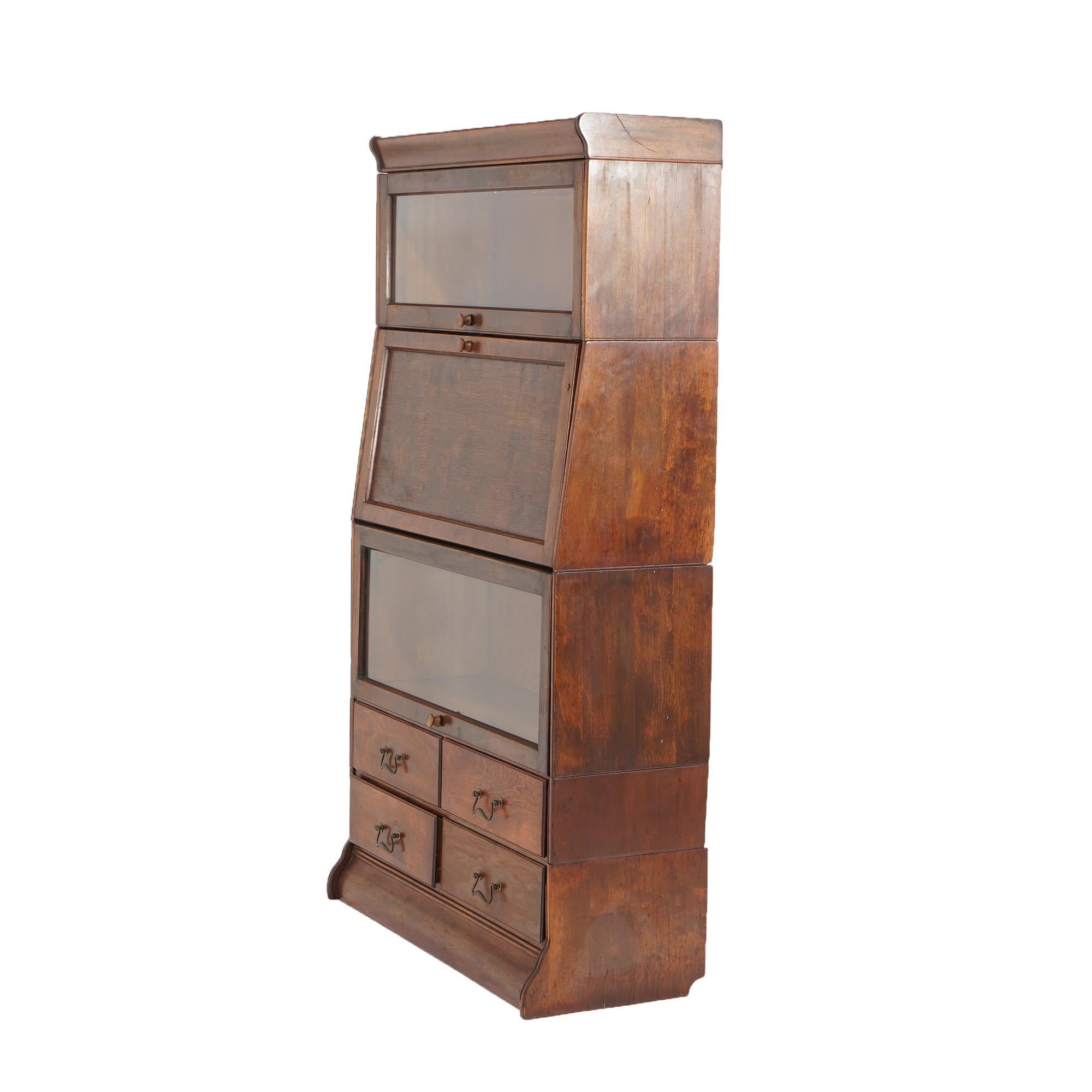 American Antique Arts & Crafts Mahogany Five Stack Barrister Secretary & Bookcase c1910  For Sale