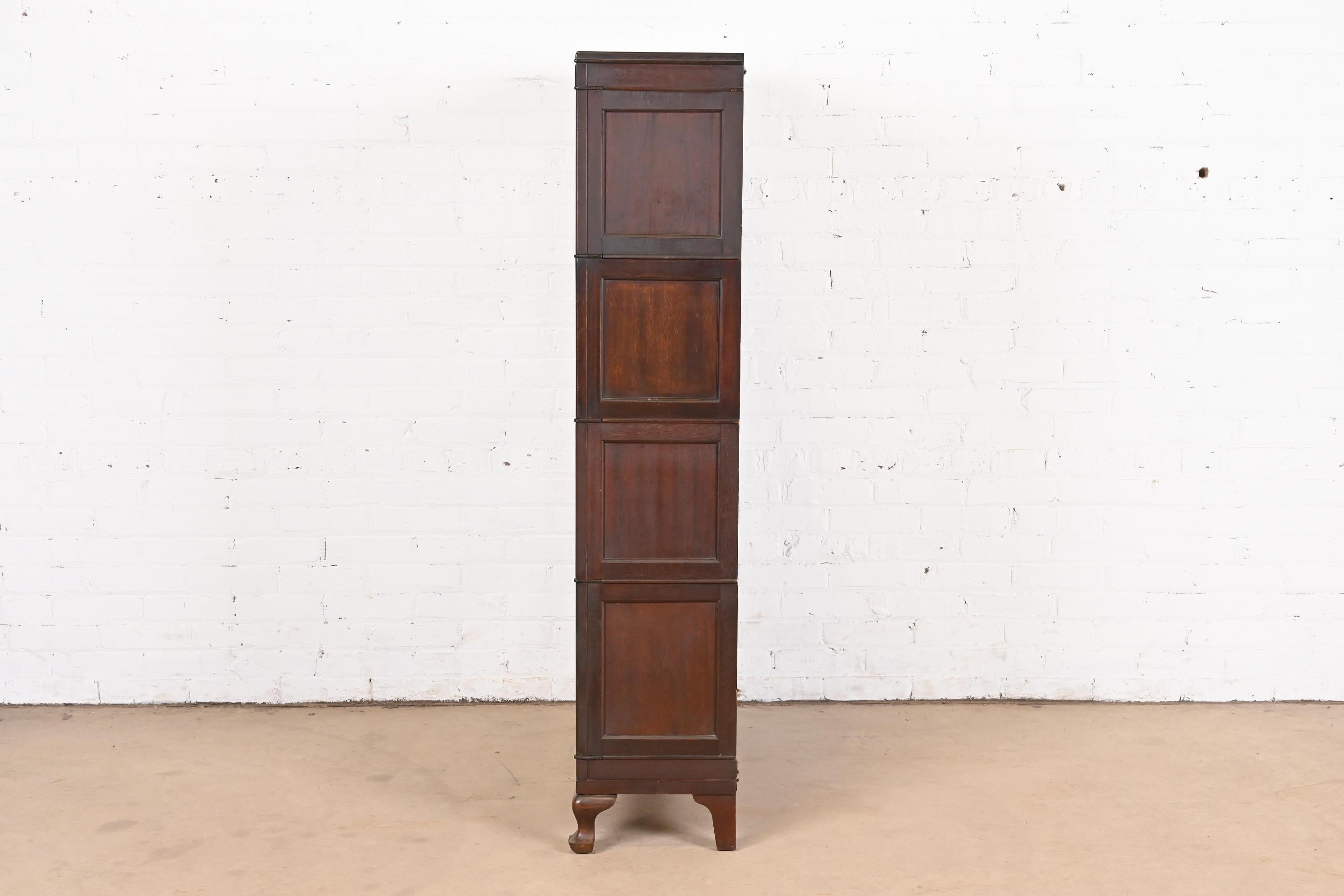 Antique Arts & Crafts Mahogany Four-Stack Barrister Bookcase by Macey, 1920s For Sale 2