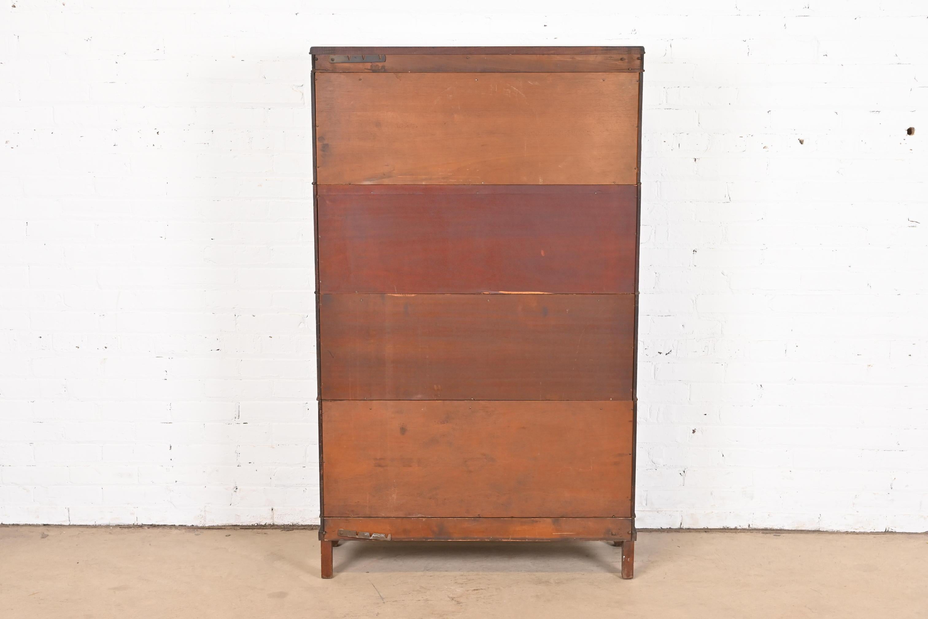 Antique Arts & Crafts Mahogany Four-Stack Barrister Bookcase by Macey, 1920s For Sale 3