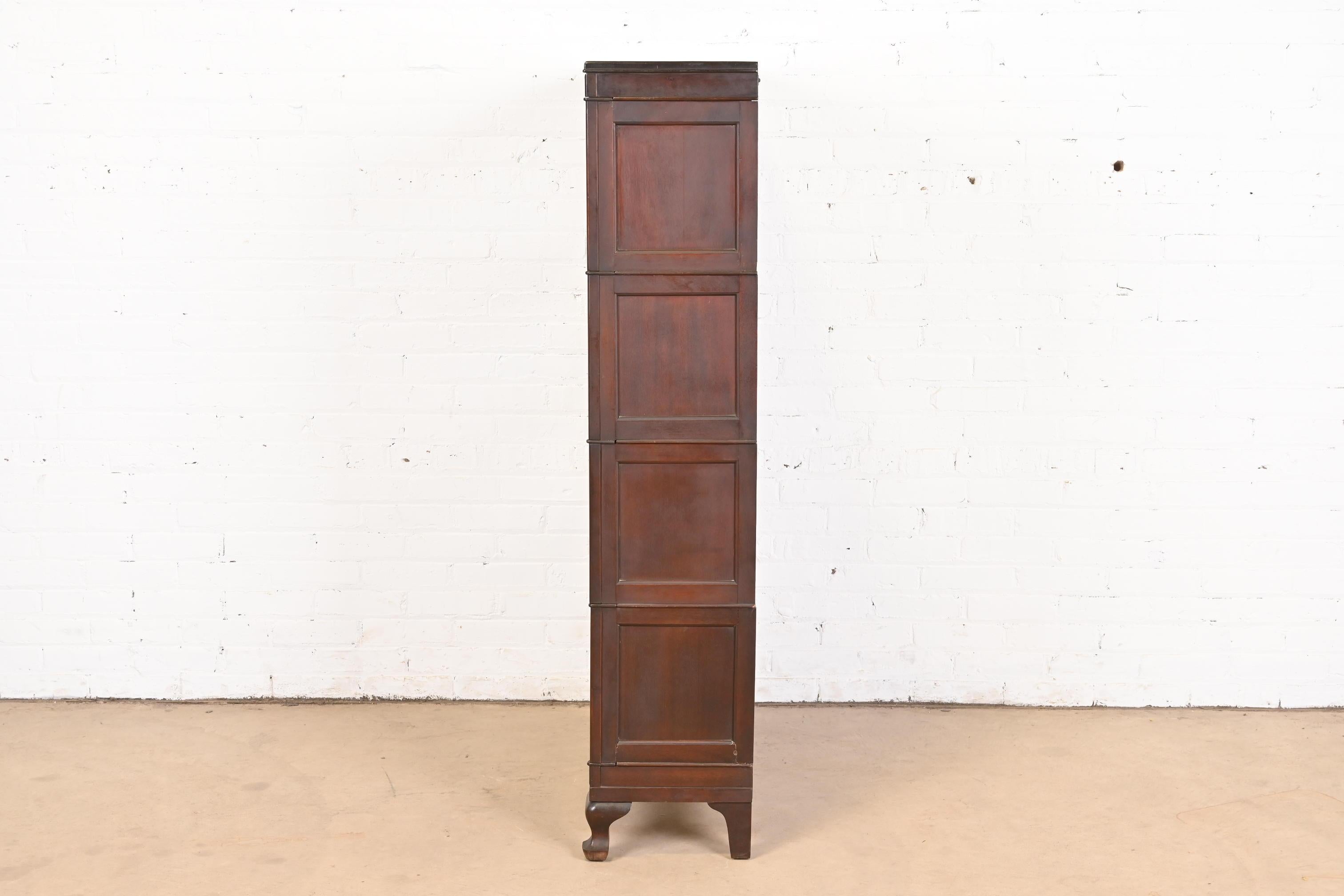 Antique Arts & Crafts Mahogany Four-Stack Barrister Bookcase by Macey, 1920s For Sale 4
