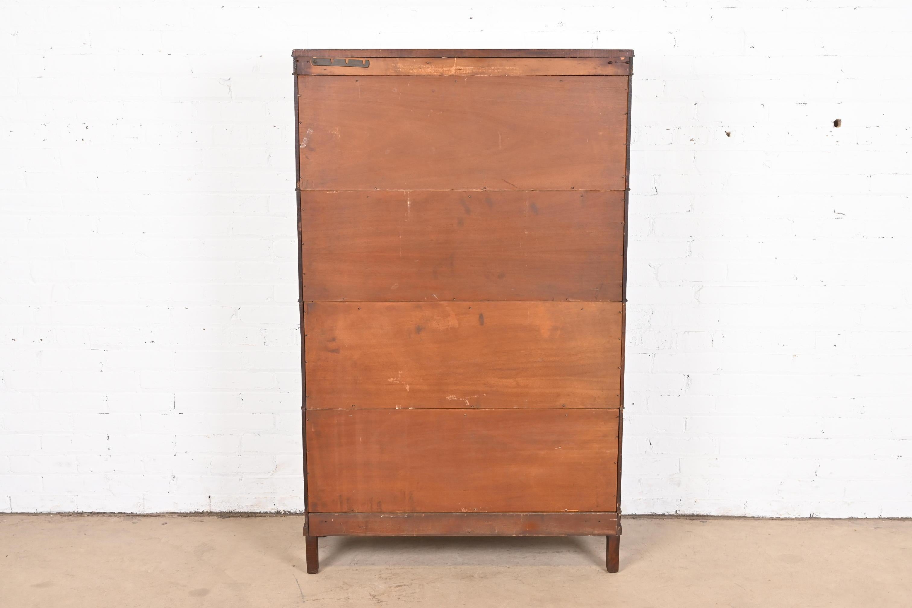 Antique Arts & Crafts Mahogany Four-Stack Barrister Bookcase by Macey, 1920s For Sale 5
