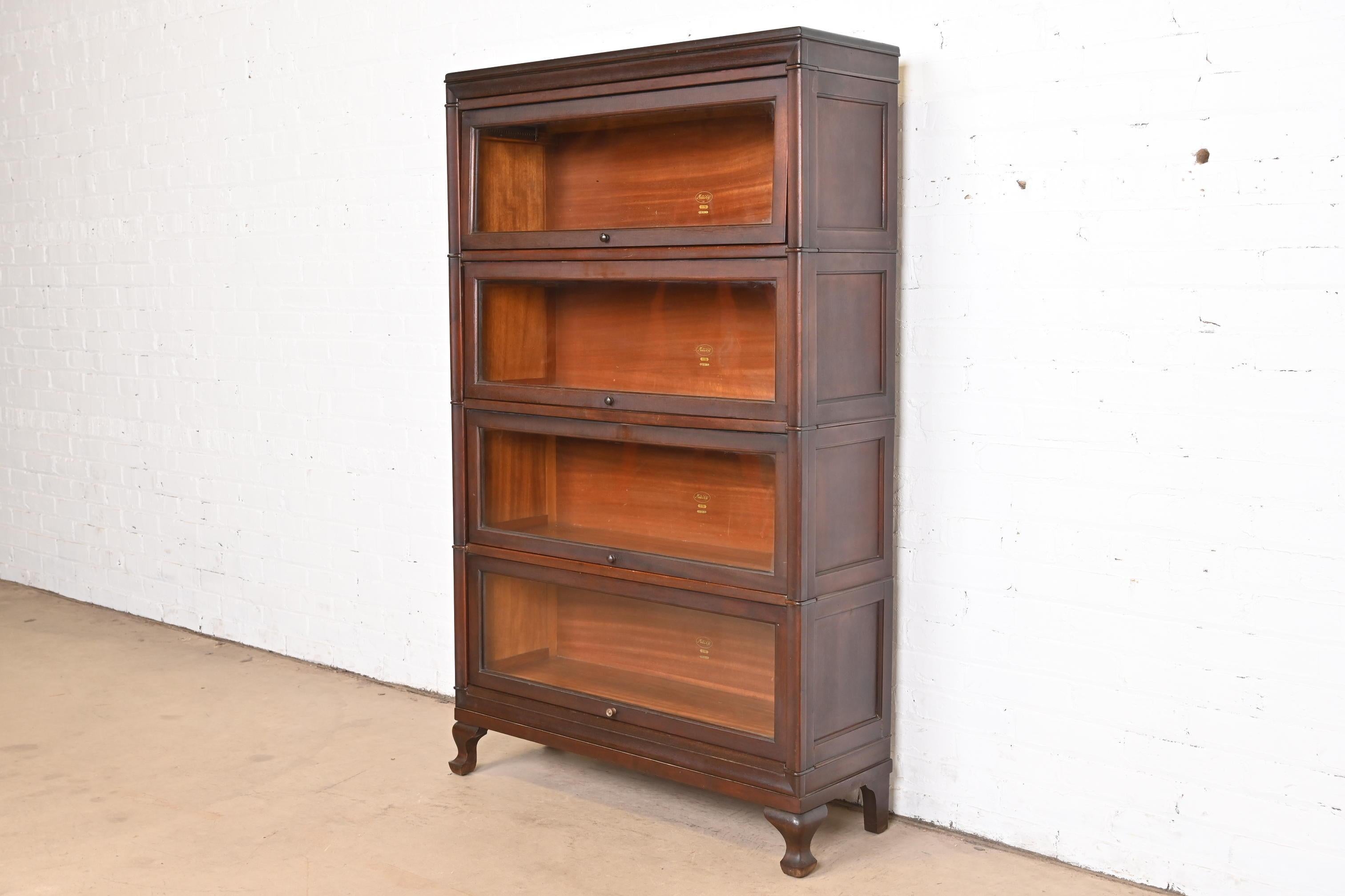 Arts and Crafts Antique Arts & Crafts Mahogany Four-Stack Barrister Bookcase by Macey, 1920s For Sale