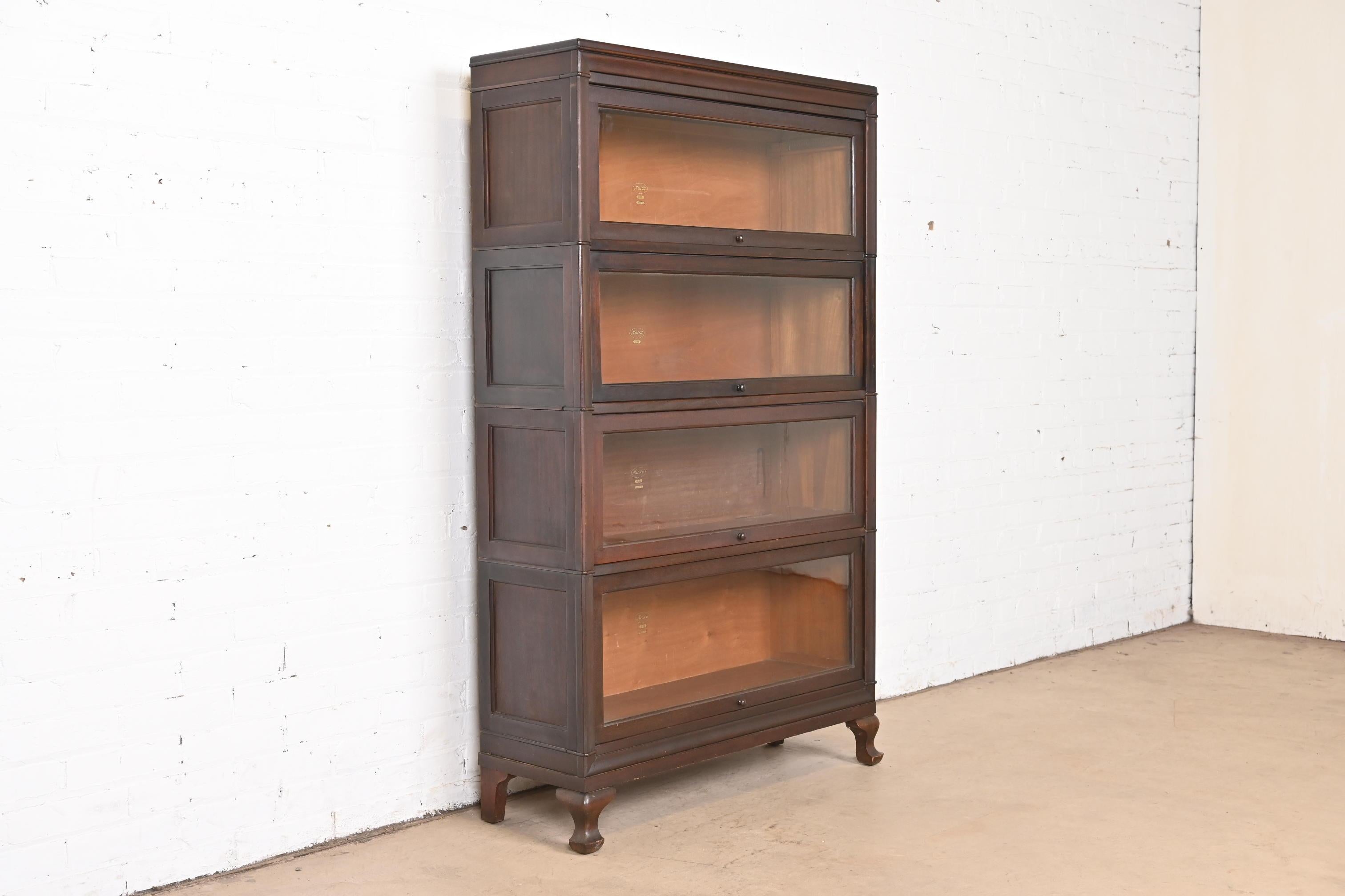 Arts and Crafts Antique Arts & Crafts Mahogany Four-Stack Barrister Bookcase by Macey, 1920s For Sale
