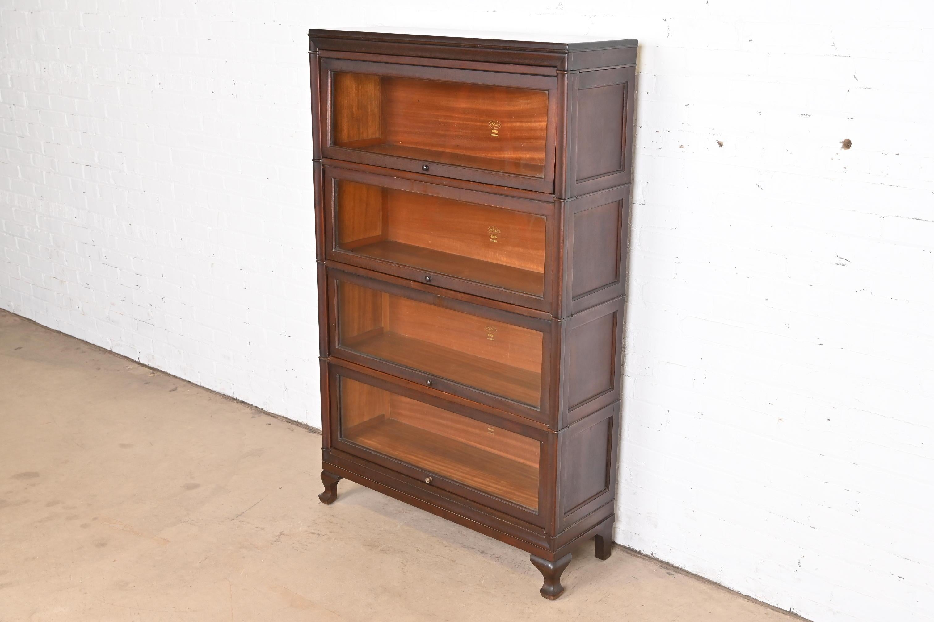 American Antique Arts & Crafts Mahogany Four-Stack Barrister Bookcase by Macey, 1920s For Sale