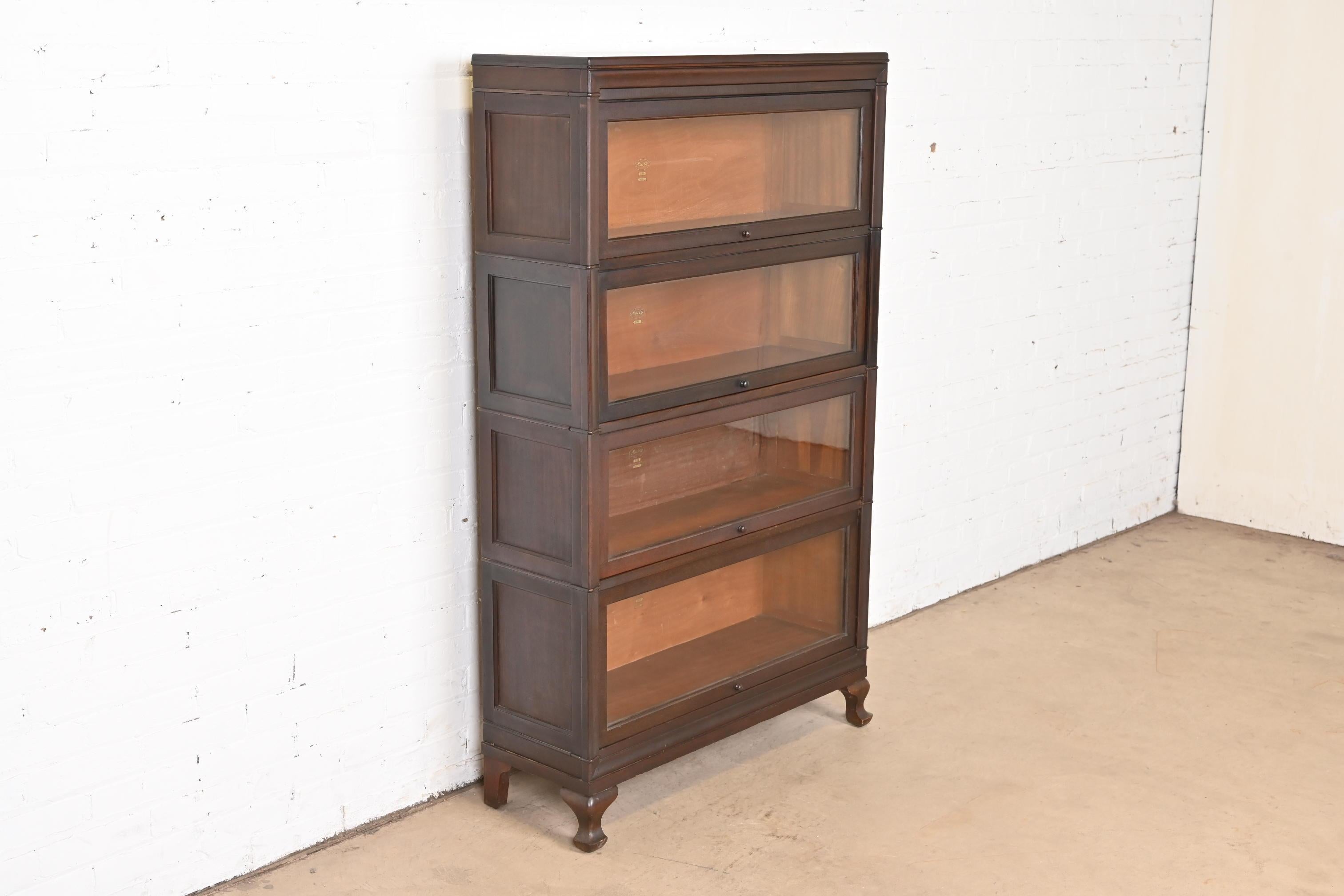 Antique Arts & Crafts Mahogany Four-Stack Barrister Bookcase by Macey, 1920s In Good Condition For Sale In South Bend, IN