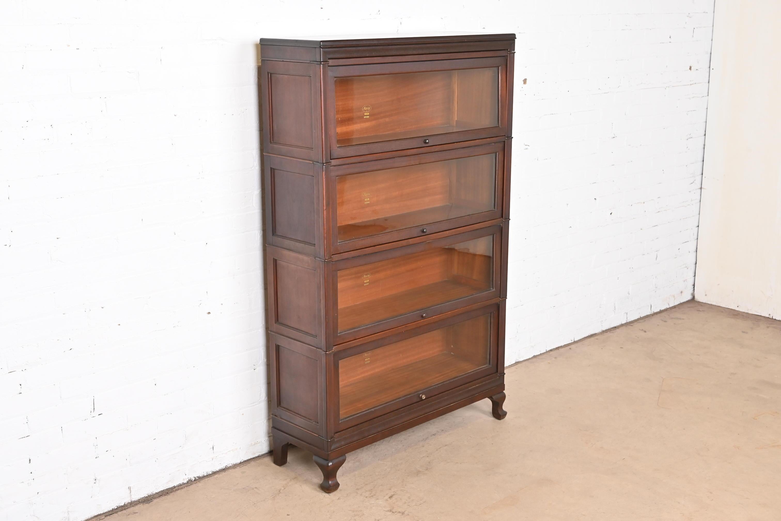 Early 20th Century Antique Arts & Crafts Mahogany Four-Stack Barrister Bookcase by Macey, 1920s For Sale