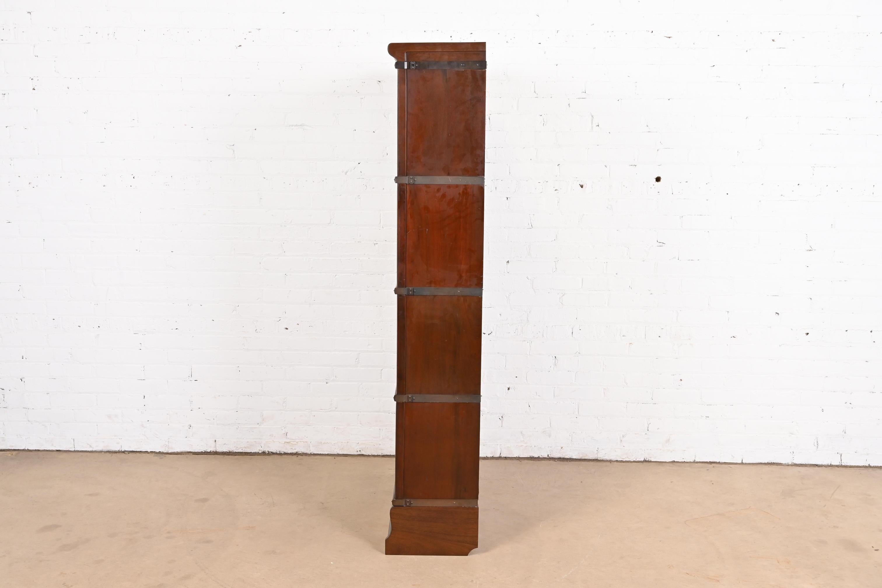 Antique Arts & Crafts Mahogany Four-Stack Barrister Bookcase by Macey 3