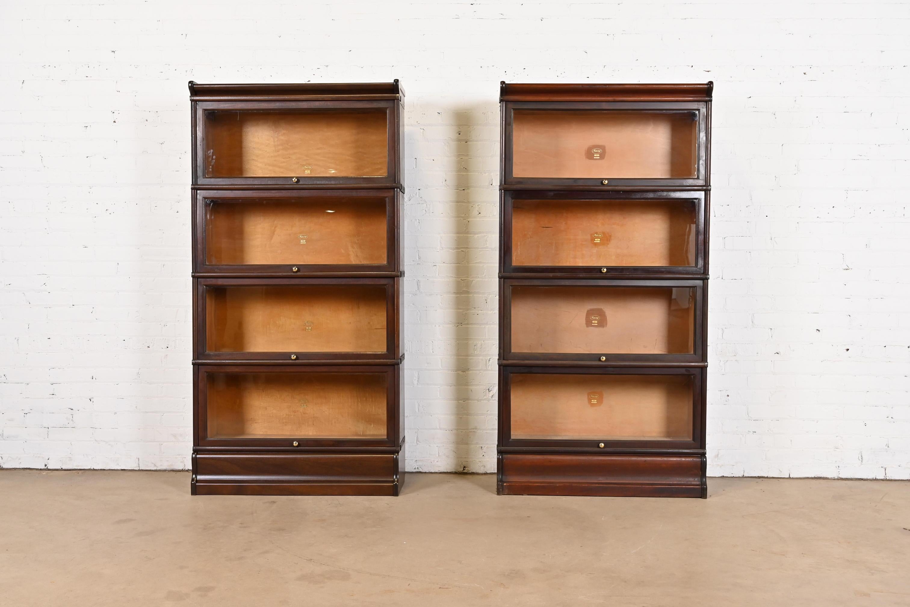 Antique Arts & Crafts Mahogany Four-Stack Barrister Bookcase by Macey 5