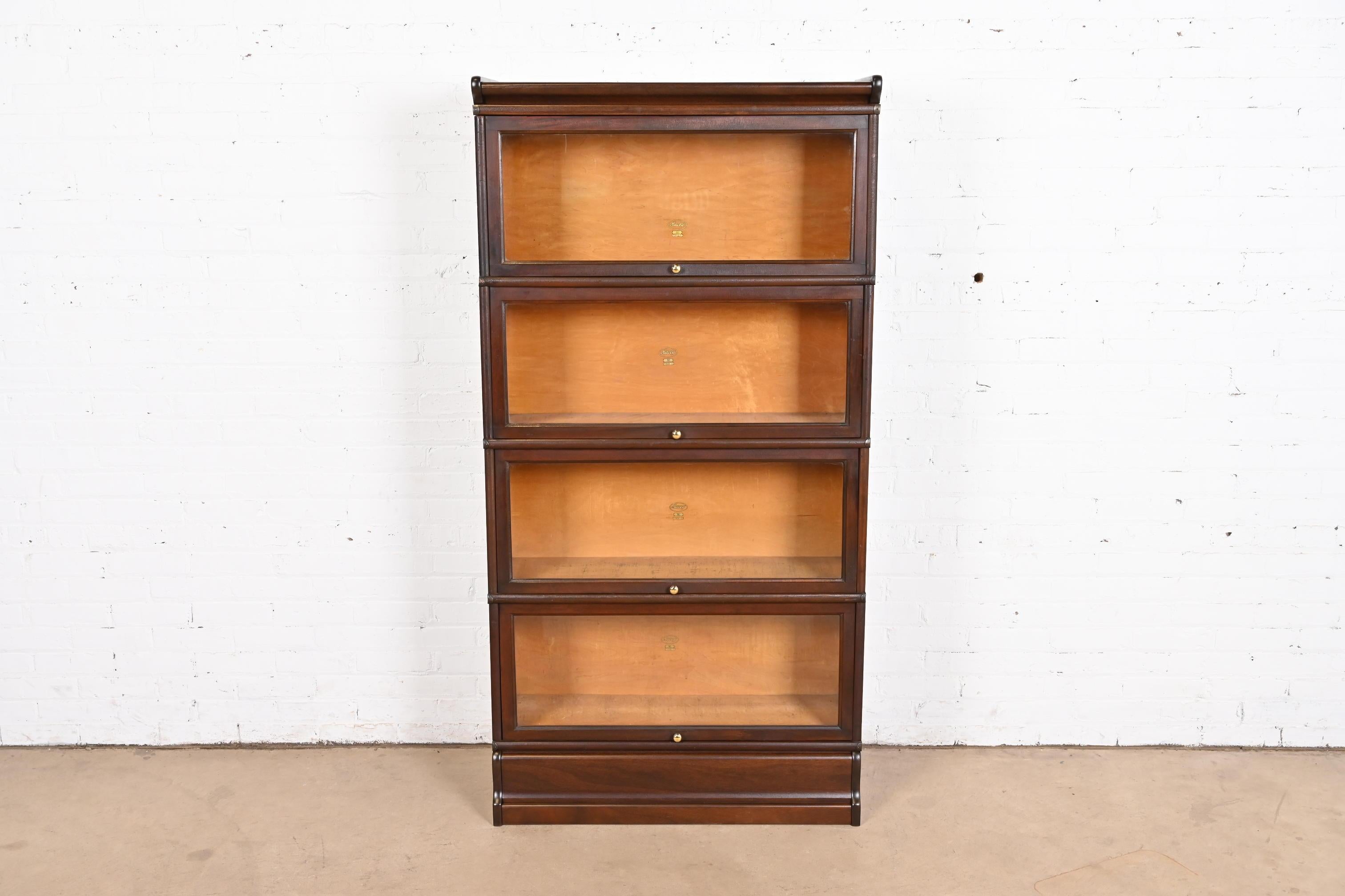 Arts and Crafts Antique Arts & Crafts Mahogany Four-Stack Barrister Bookcase by Macey