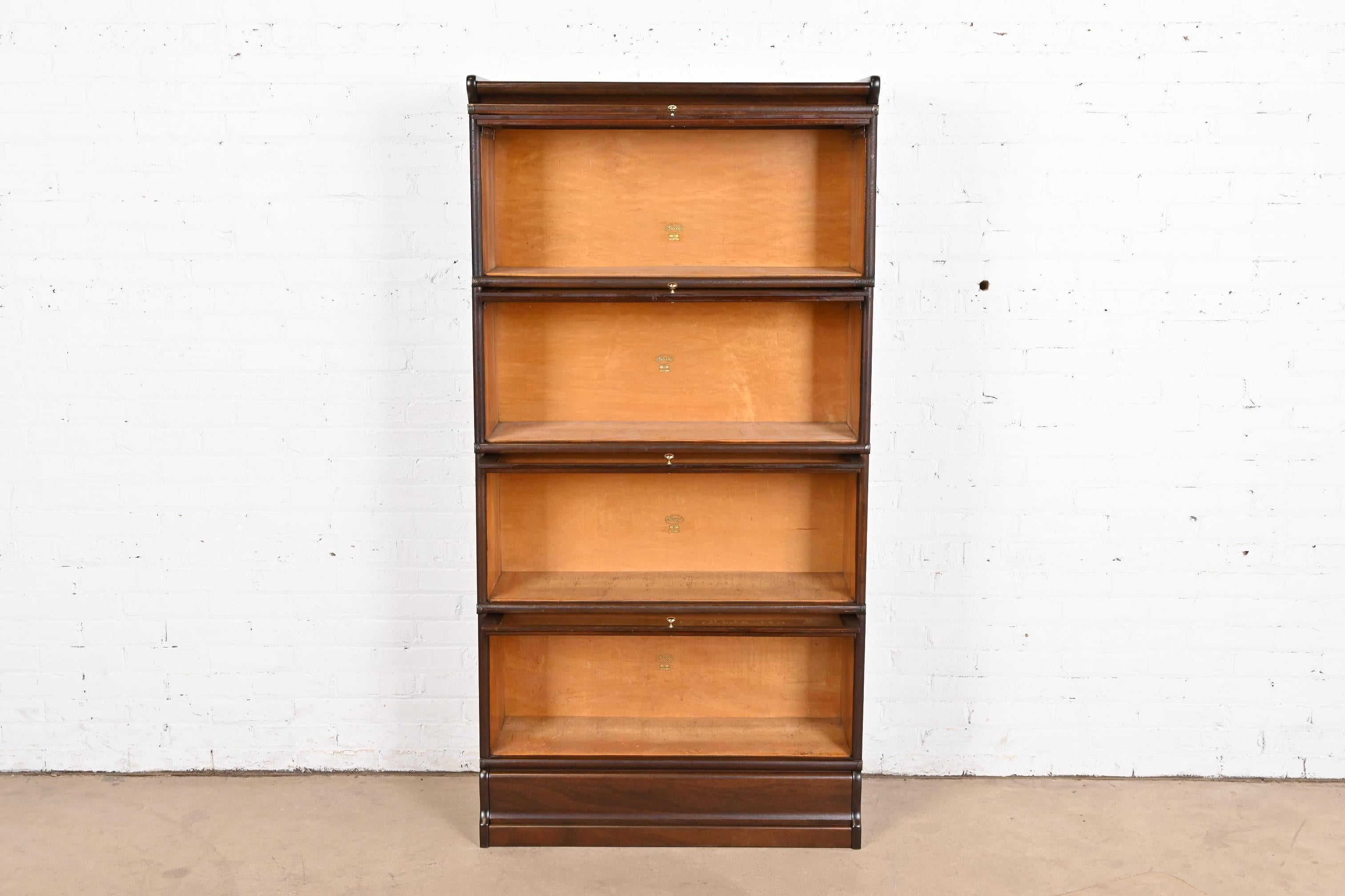 Early 20th Century Antique Arts & Crafts Mahogany Four-Stack Barrister Bookcase by Macey