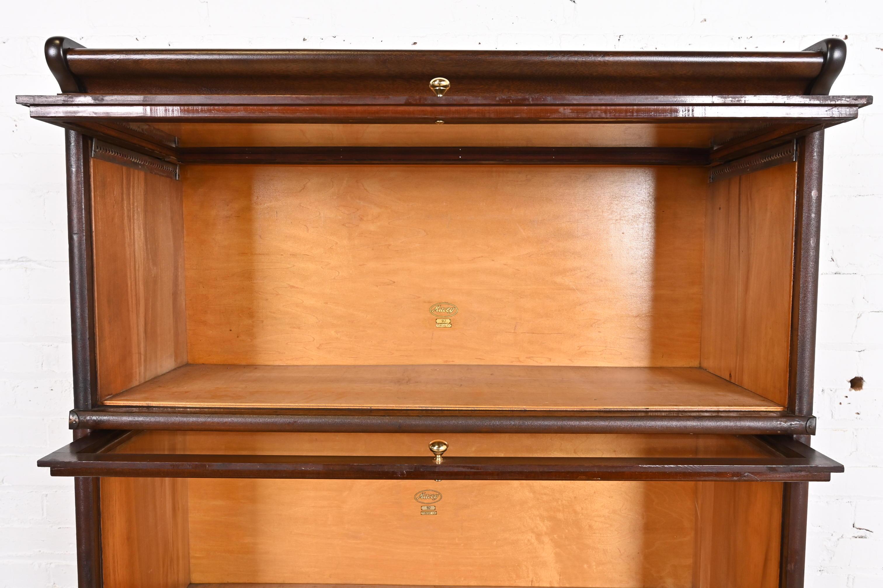 Antique Arts & Crafts Mahogany Four-Stack Barrister Bookcase by Macey 1
