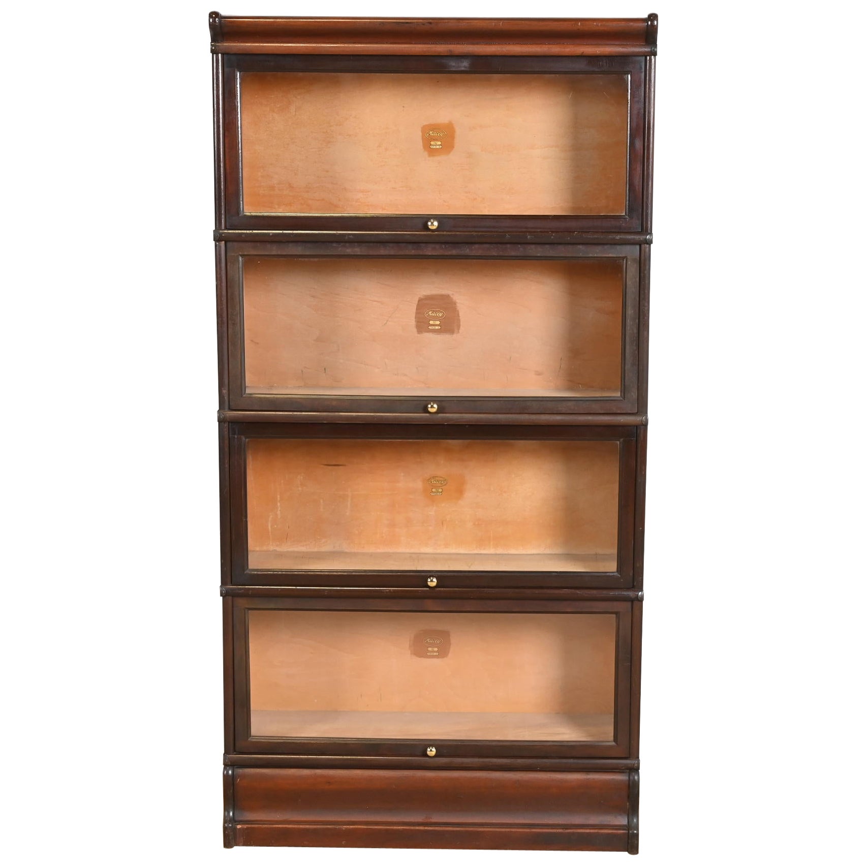 Antique Arts & Crafts Mahogany Four-Stack Barrister Bookcase by Macey