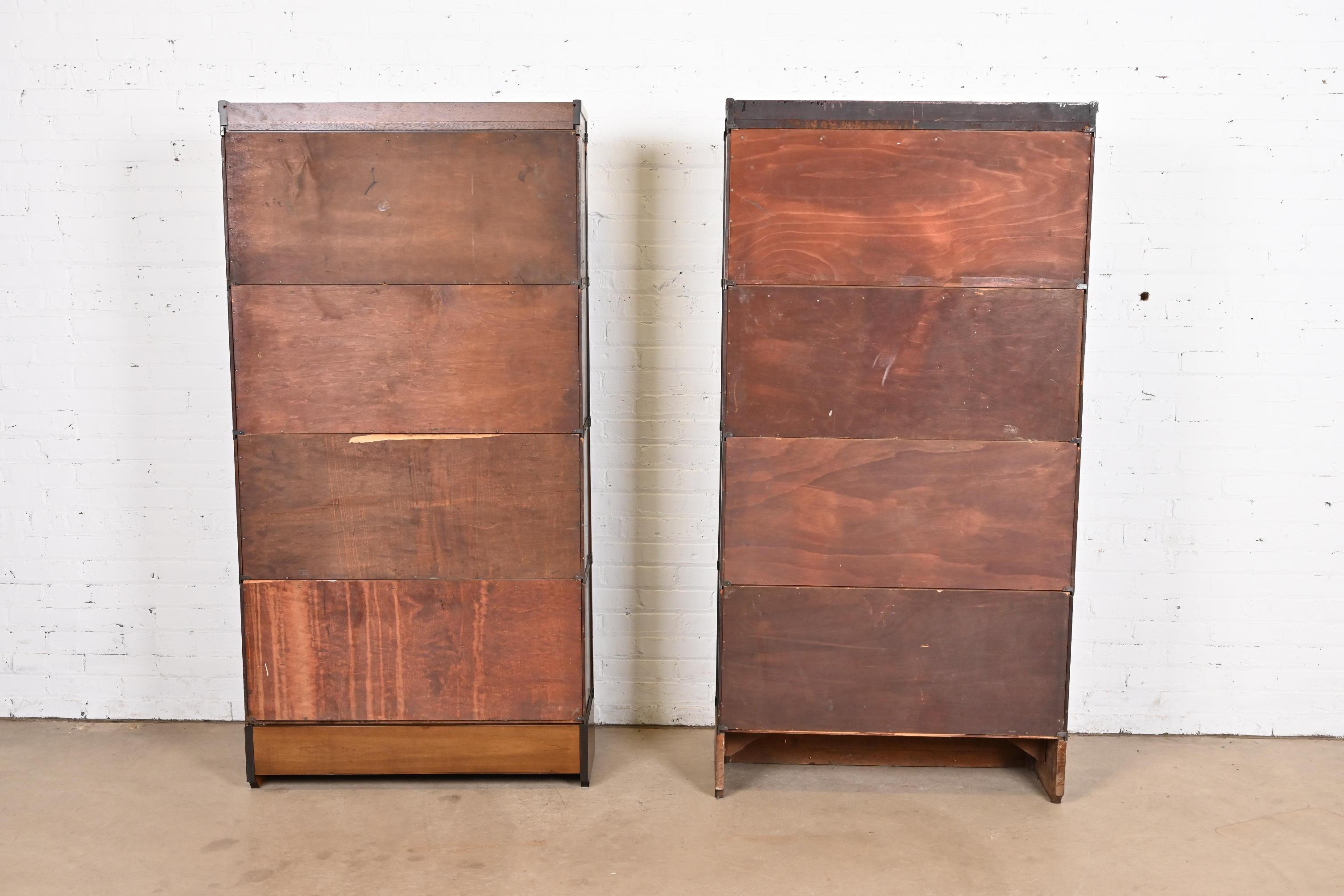 Antique Arts & Crafts Mahogany Four-Stack Barrister Bookcases by Macey, Pair 5