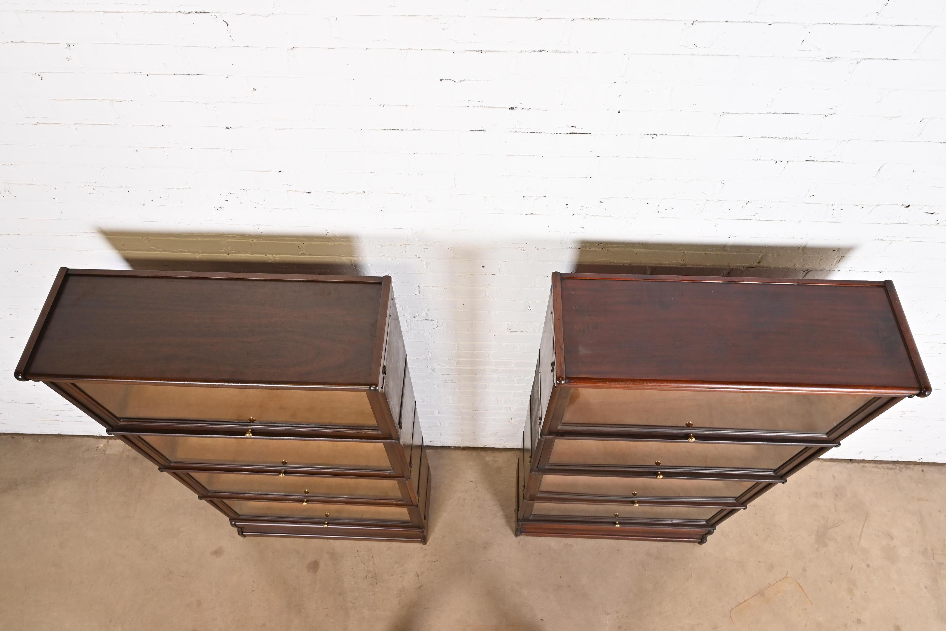 Antique Arts & Crafts Mahogany Four-Stack Barrister Bookcases by Macey, Pair 2