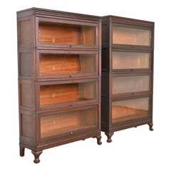 Antique Arts & Crafts Mahogany Four-Stack Barrister Bookcases by Macey, Pair