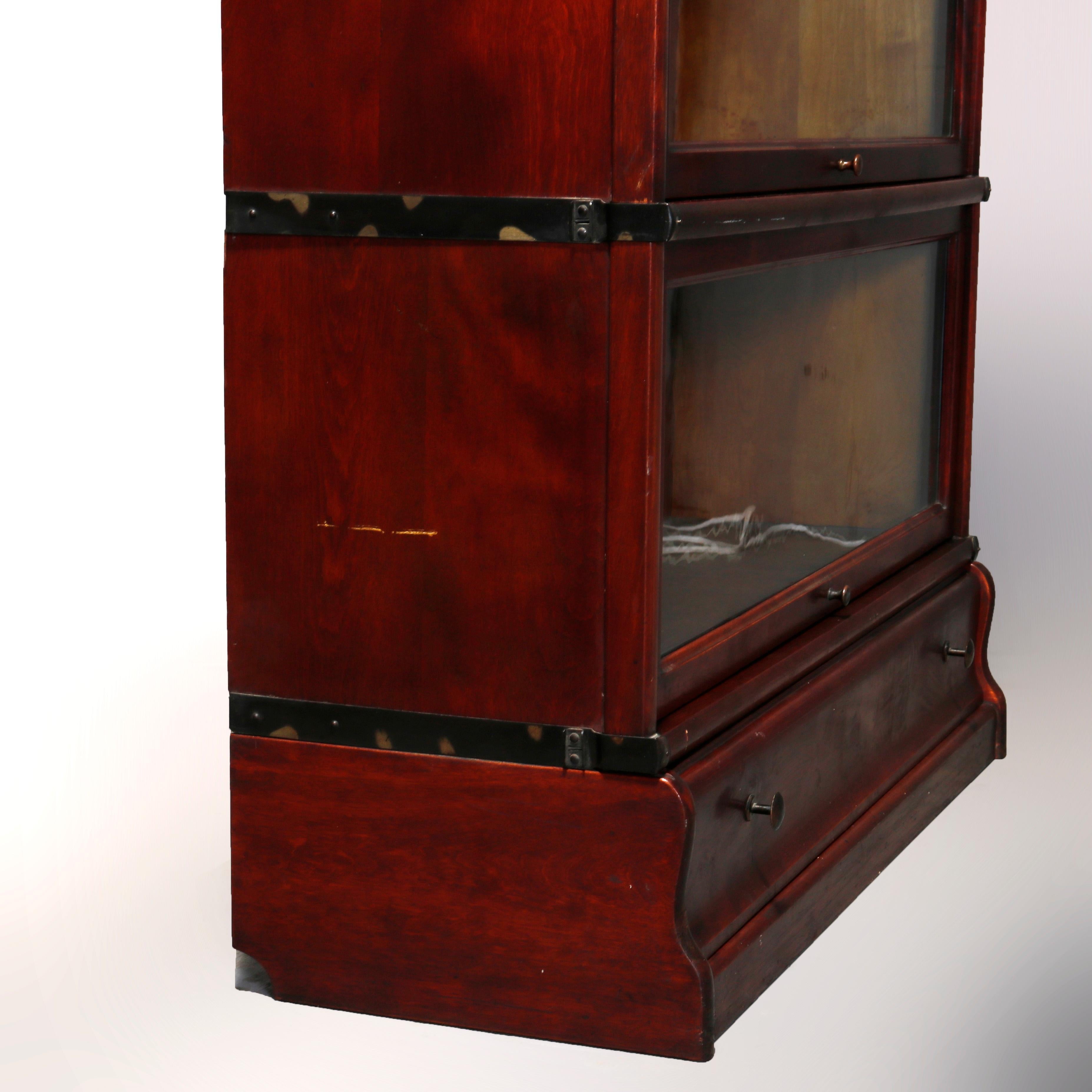 Antique Arts & Crafts Mahogany Globe Wernicke Barrister Bookcase, circa 1910 3