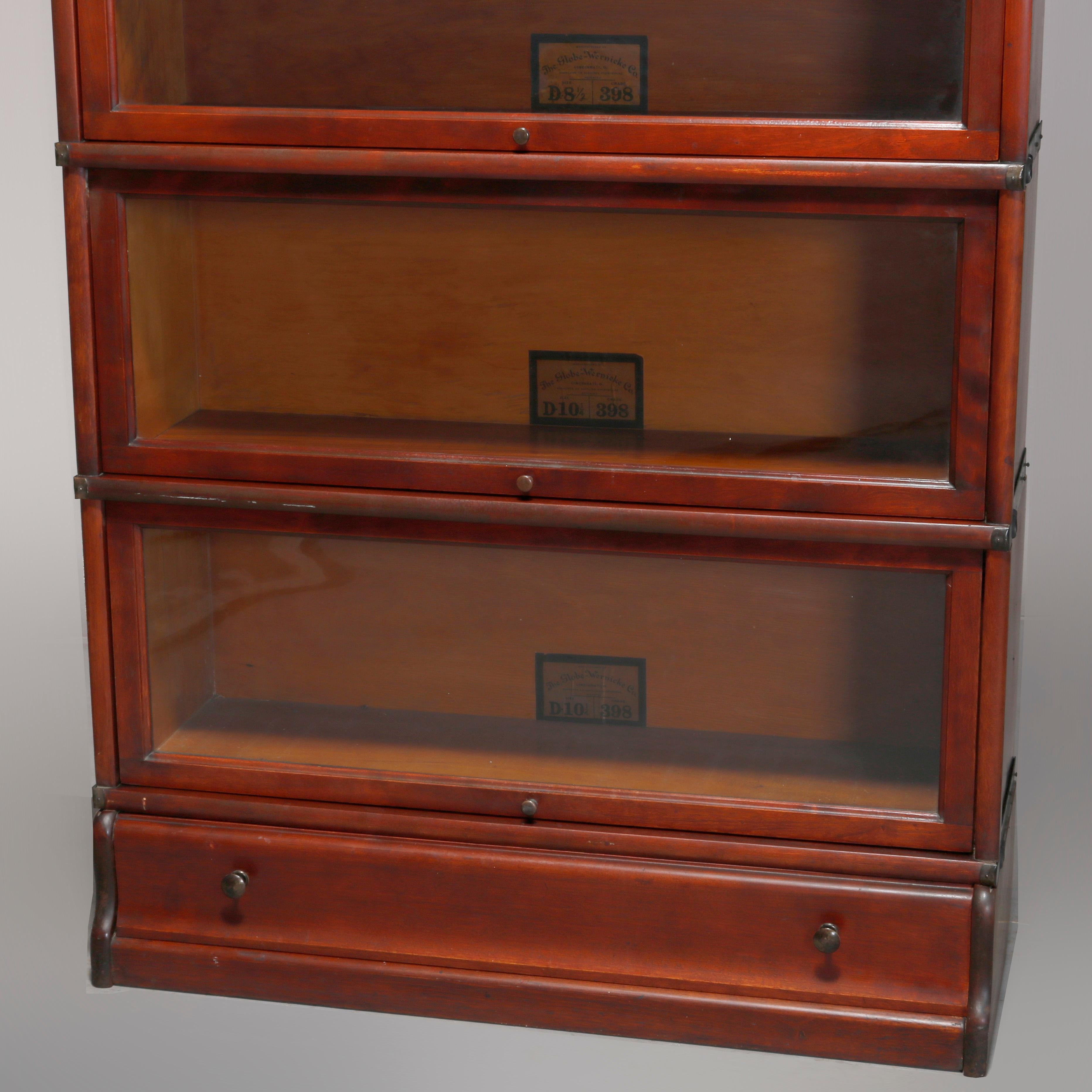 20th Century Antique Arts & Crafts Mahogany Globe Wernicke Barrister Bookcase, circa 1910