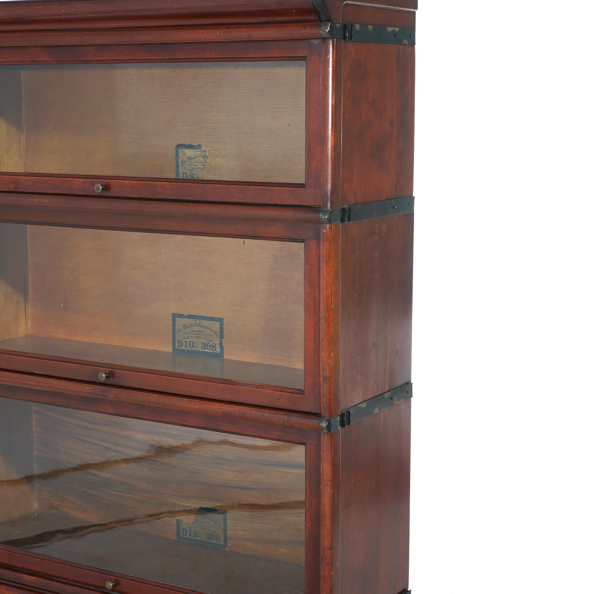 Antique Arts & Crafts Mahogany Globe Wernicke Stack Barrister Bookcase C1910 2