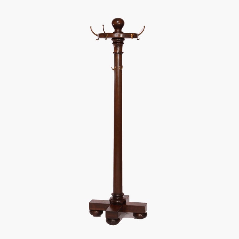 Antique Arts and Crafts Mahogany Hall Hat Rack circa 1910 For Sale at