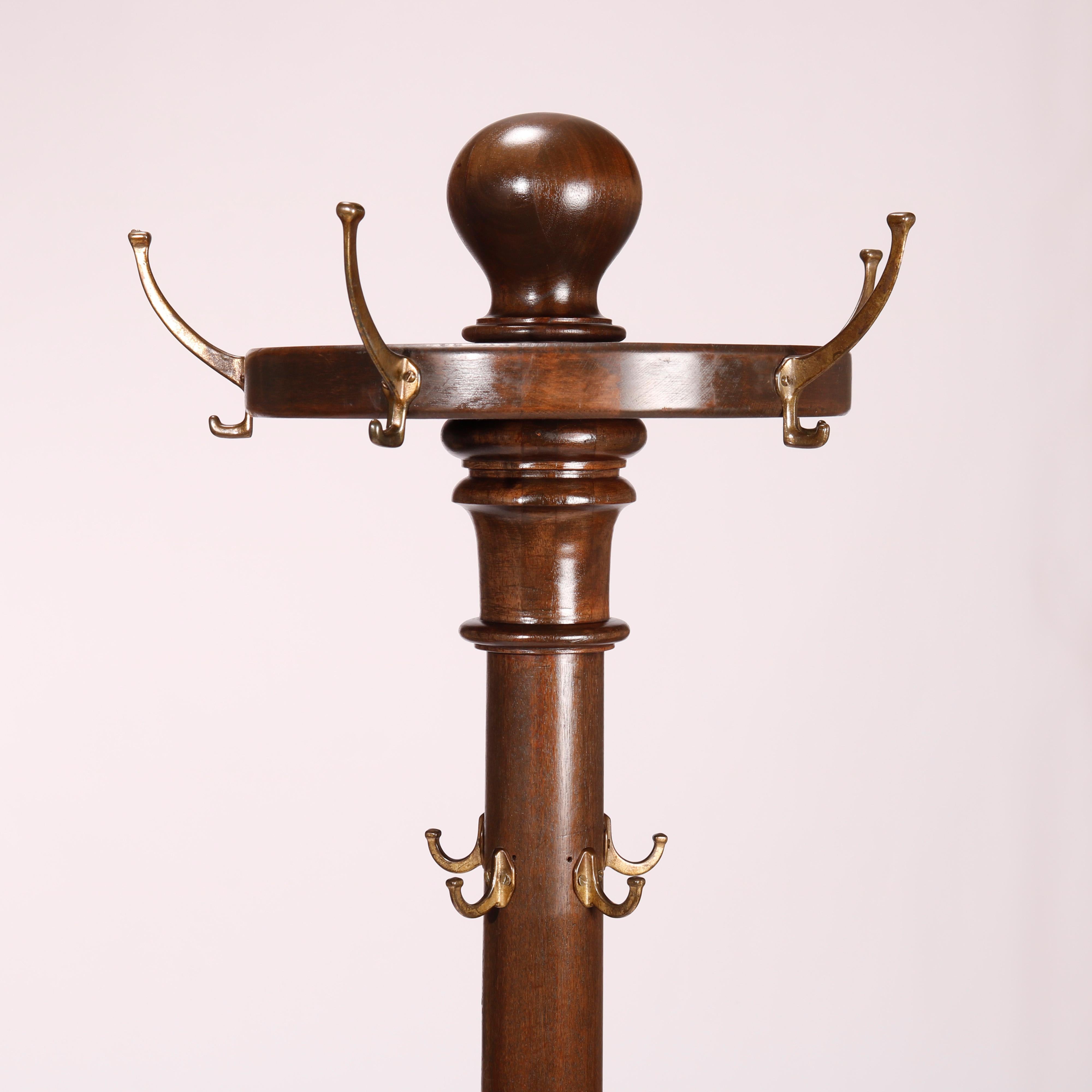 Antique Arts & Crafts Mahogany Hall Hat Rack circa 1910 In Good Condition For Sale In Big Flats, NY
