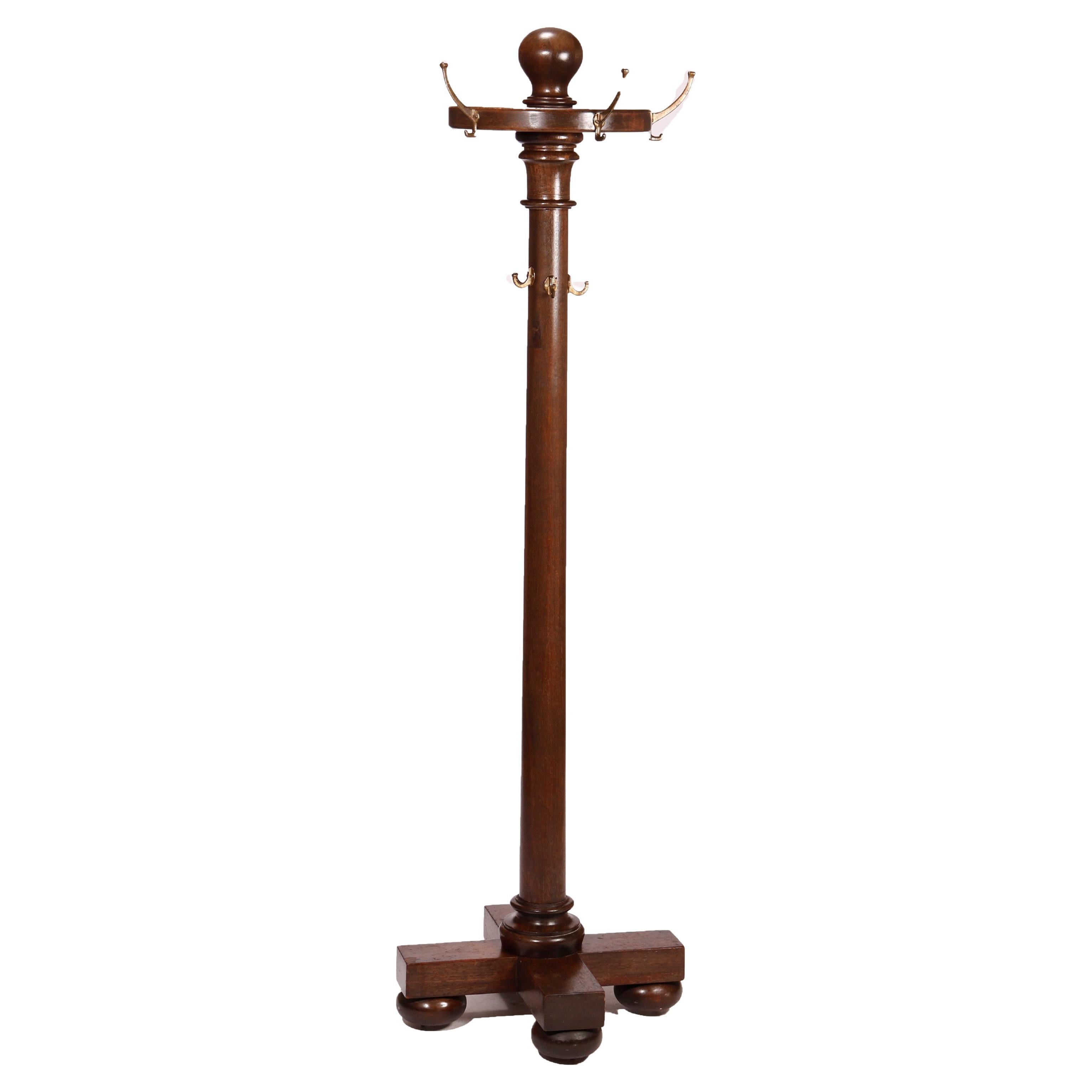 Antique Arts & Crafts Mahogany Hall Hat Rack circa 1910 For Sale