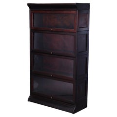 Antique Arts & Crafts Mahogany Stack Barrister Bookcase by Gunn, circa 1910