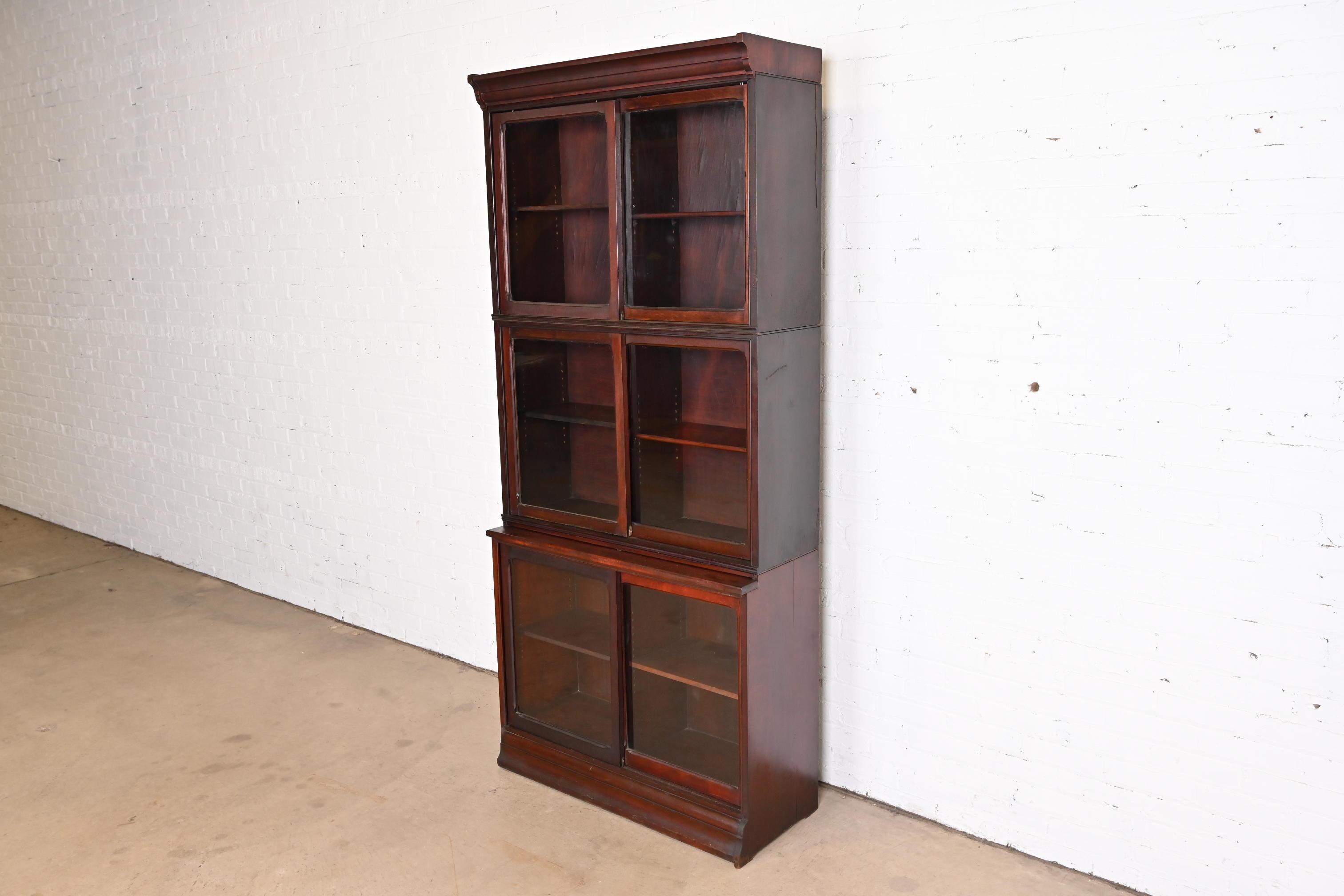 Arts and Crafts Antique Arts & Crafts Mahogany Stacking Barrister Bookcase by Danner, circa 1920