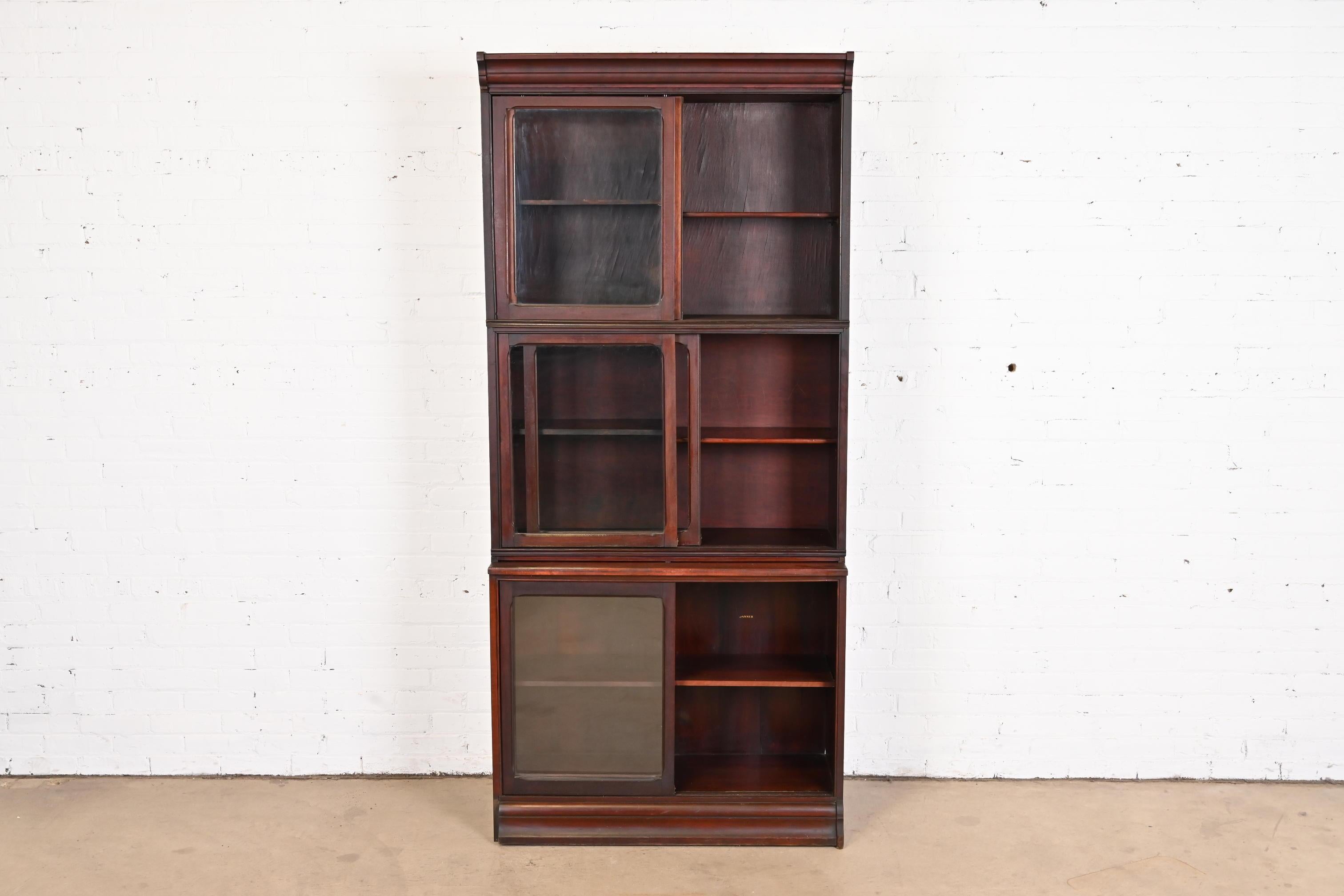 20th Century Antique Arts & Crafts Mahogany Stacking Barrister Bookcase by Danner, circa 1920