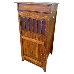 Antique Arts & Crafts Manual Turntable Cabinet (Roycroft?)