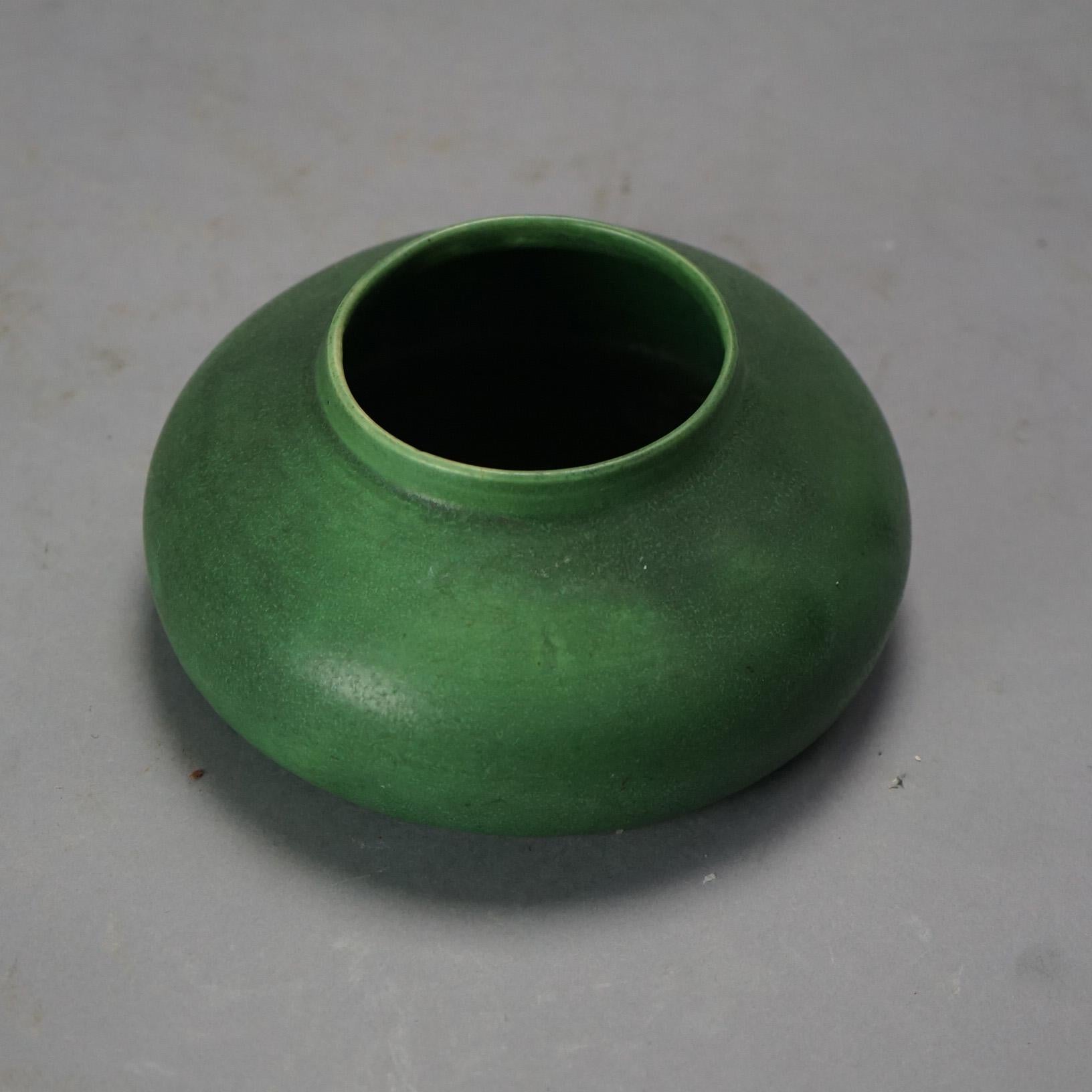 Antique Arts & Crafts Matte Green Teco School Art Pottery Vase, Marked as Photographed, Circa 1910

Measures- 3''H x 6.5''W x 6.5''D