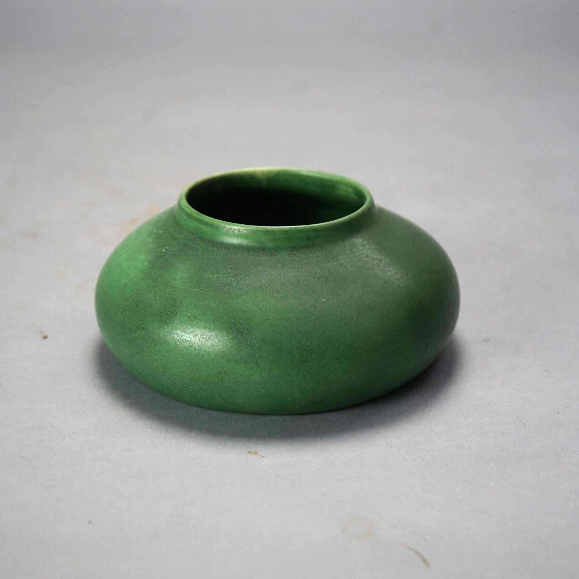 Antique Arts & Crafts Matte Green Teco School Art Pottery Vase Circa 1910 In Good Condition In Big Flats, NY