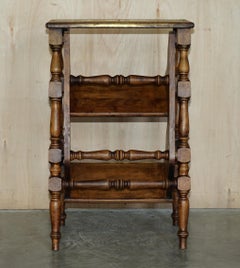 Table d'appoint antique Arts & Crafts Metamorphic Library Steps Ladder en laiton Tread